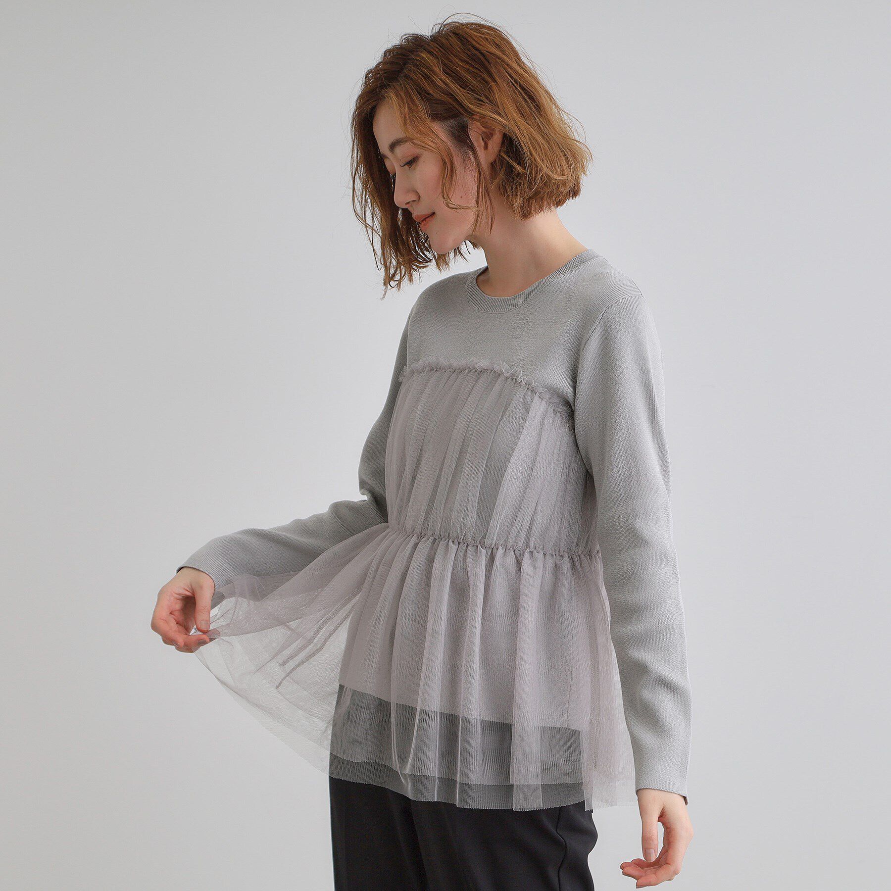 grove「チュールドッキングニットプルオーバー」|ニット・セーター|