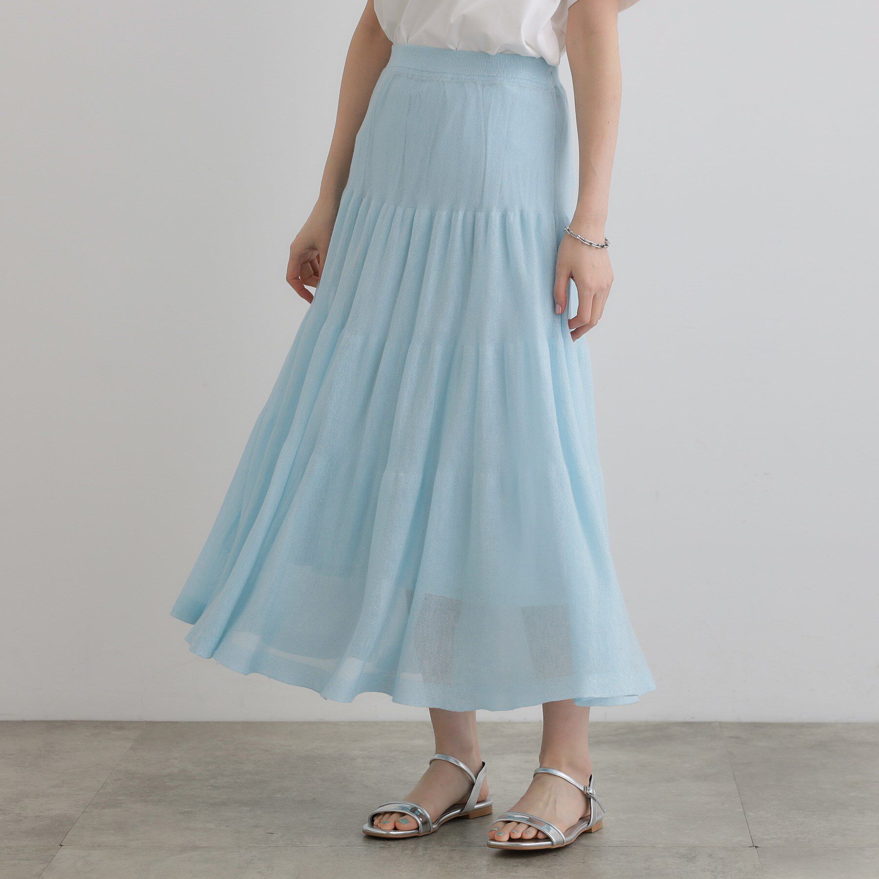 grove「夏の華やぎティアードニットシアースカート」|スカート|