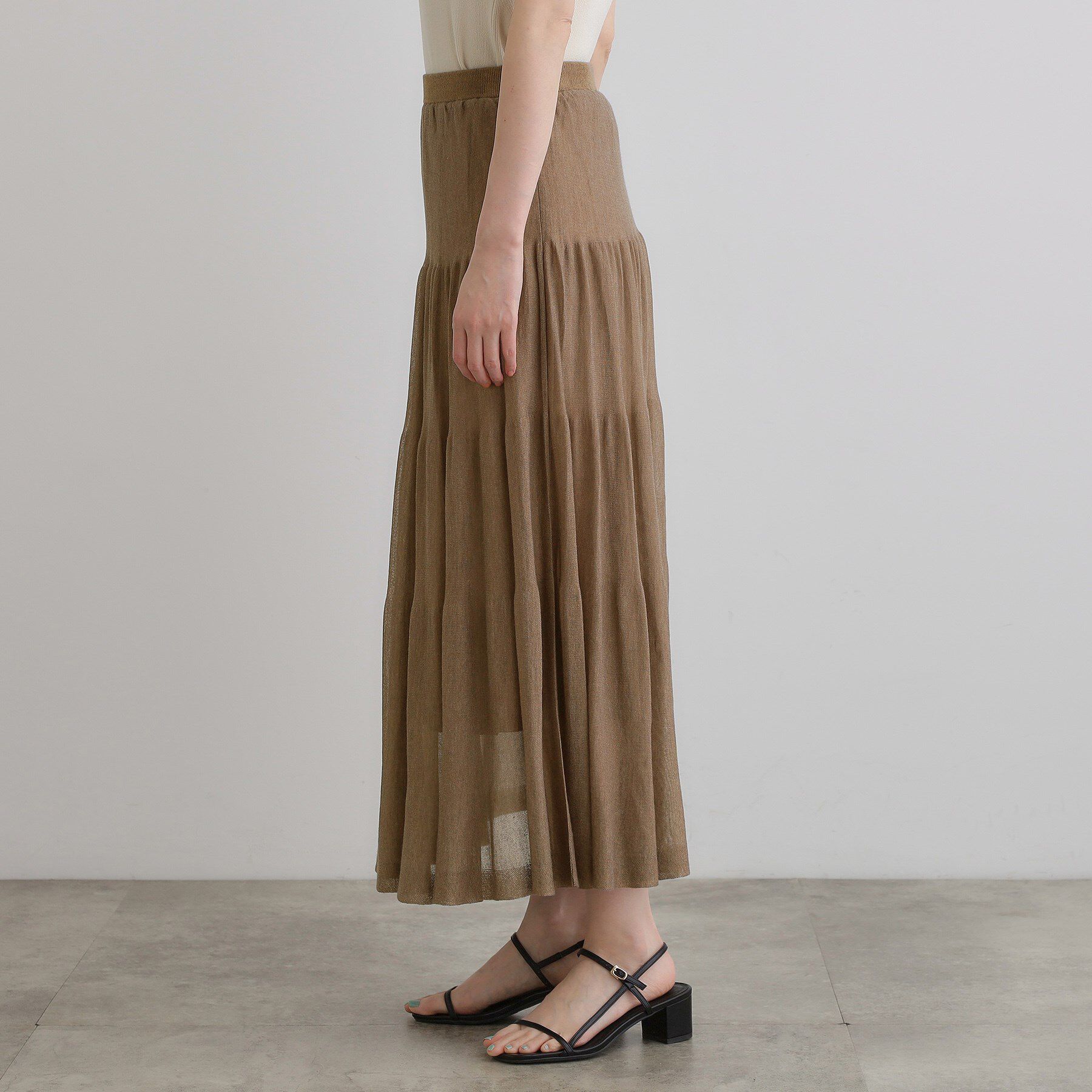 grove「夏の華やぎティアードニットシアースカート」|スカート|