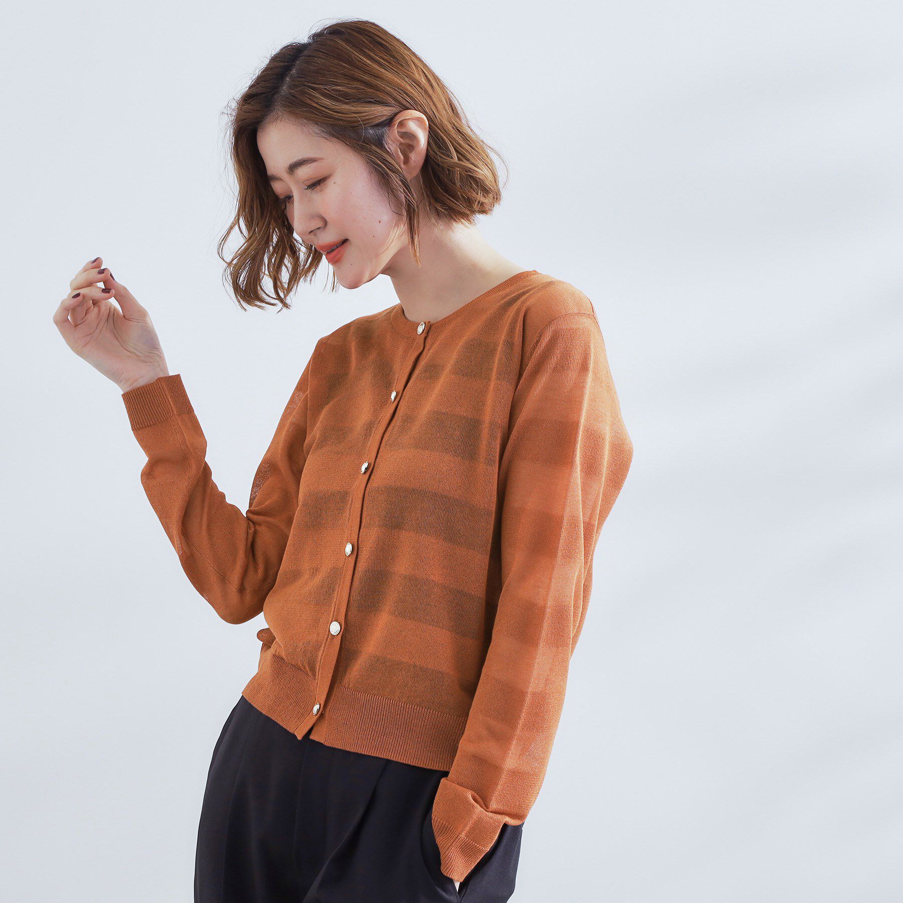 grove「シアーボーダーカーディガン」|カーディガン|