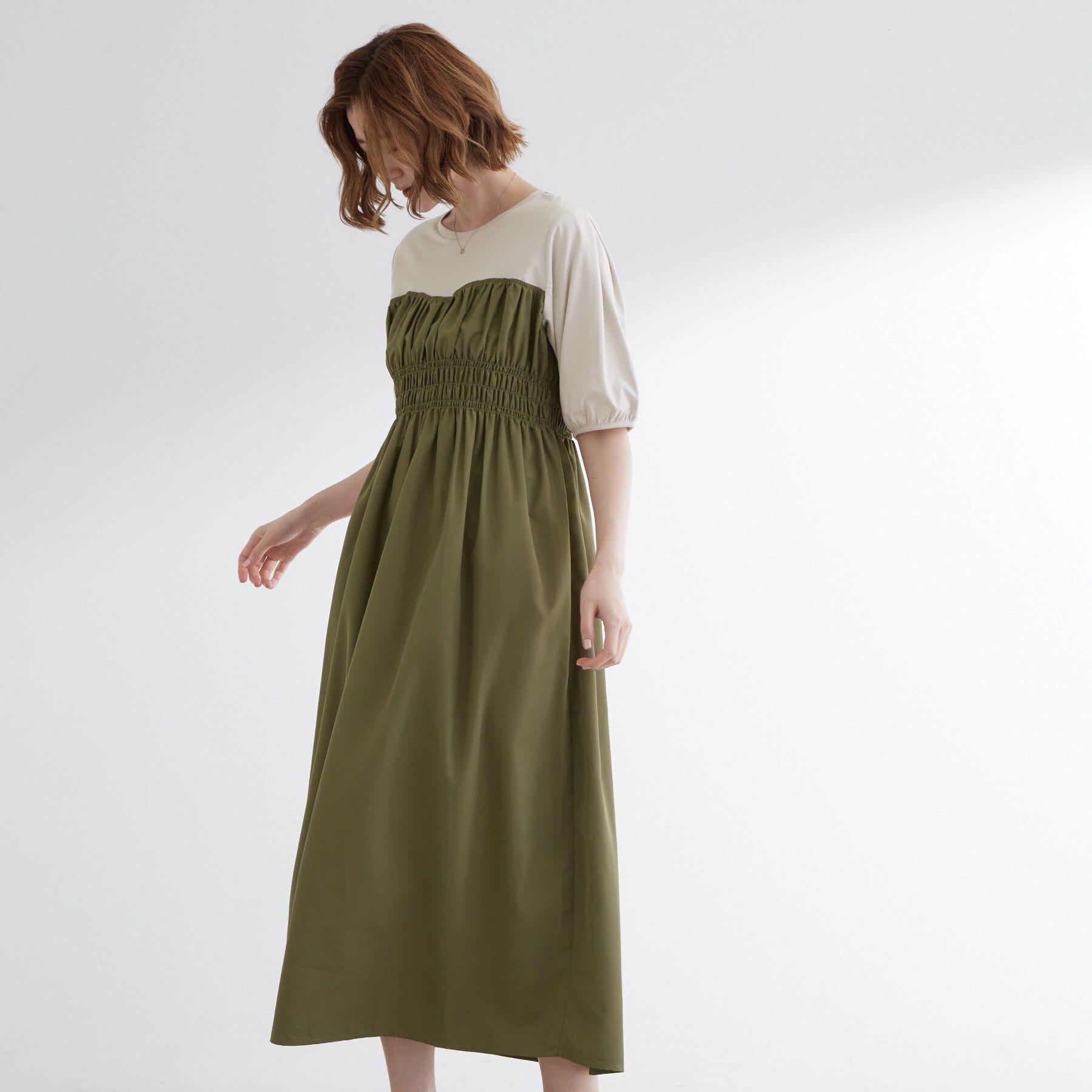 grove「【洗える/二の腕カバー】一枚で映える！ビスチェドッキングワンピース」|ワンピース|