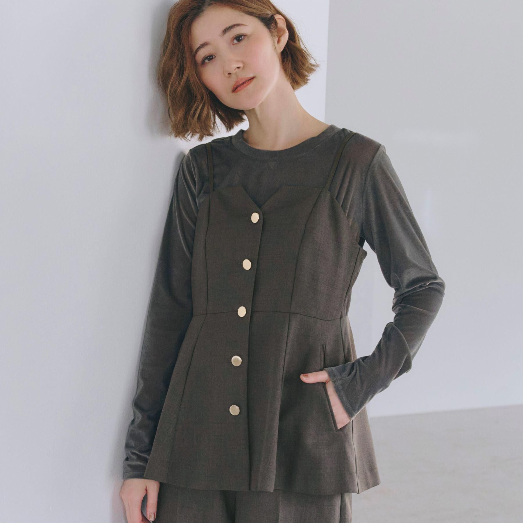 grove「【カセット服】主役級キャミビスチェ」|シャツ・ブラウス|ブラウン(044)