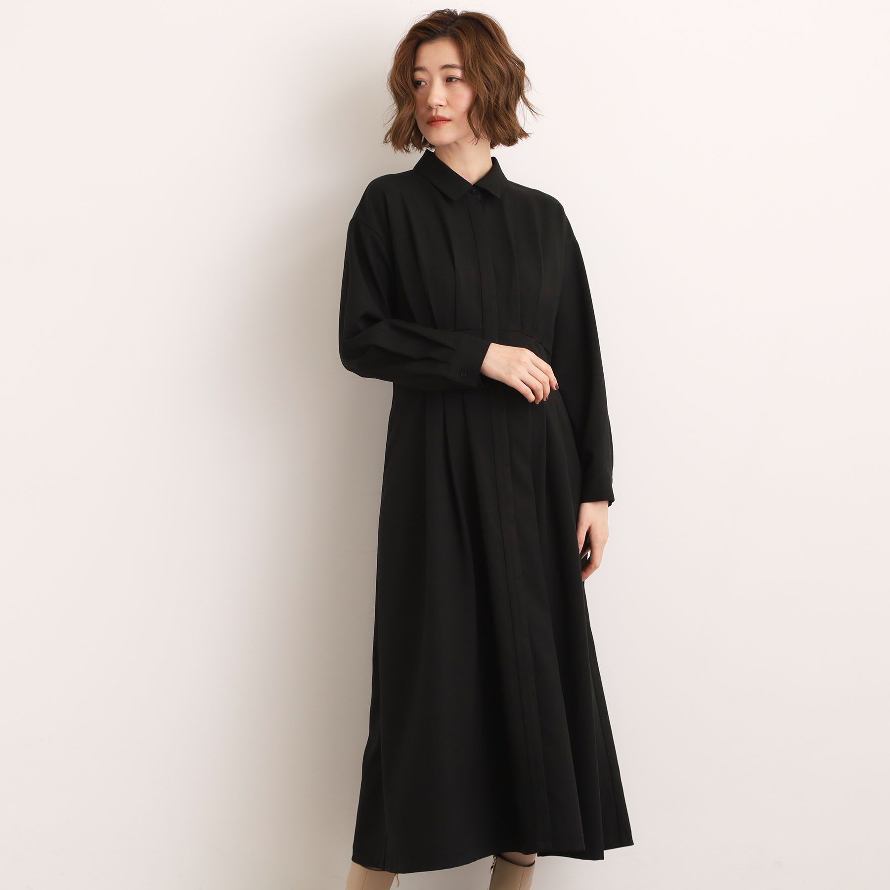 grove「品よくまとう、大人のシャツワンピース」|ワンピース|ブラック(019)