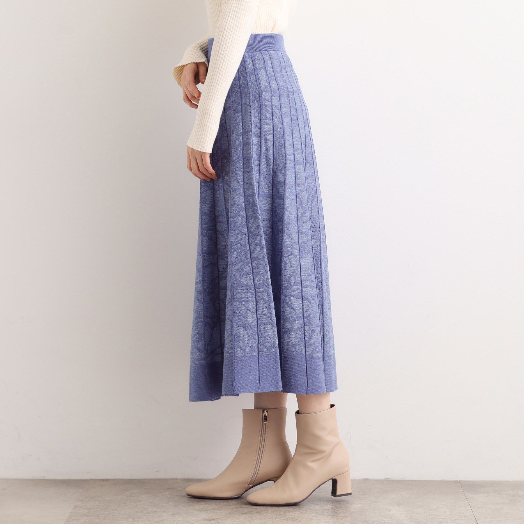 grove「【SET UP対応】レース柄ジャカードプリーツ風ニットスカート」|スカート|