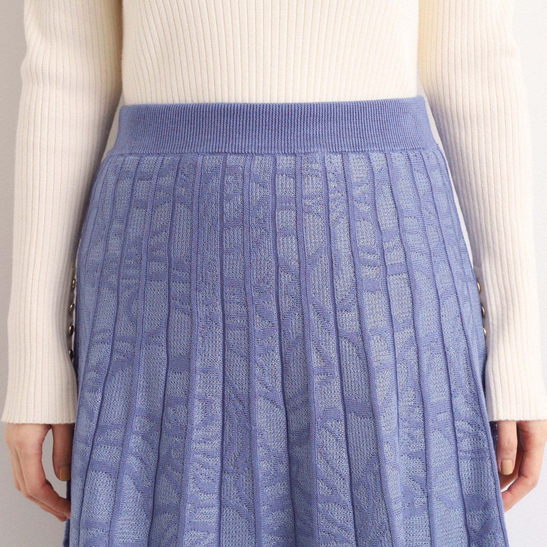 grove「【SET UP対応】レース柄ジャカードプリーツ風ニットスカート」|スカート|