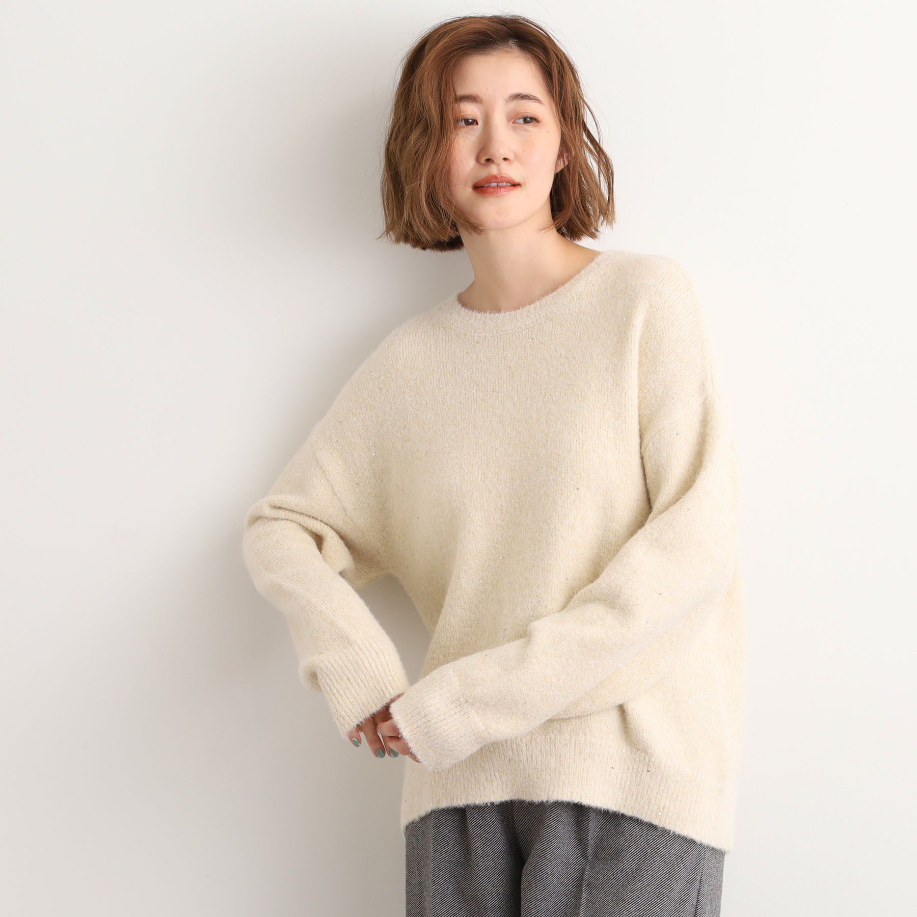 grove「華やぎ冬ニット　ミニスパンコールフェザーニット」|ニット・セーター|