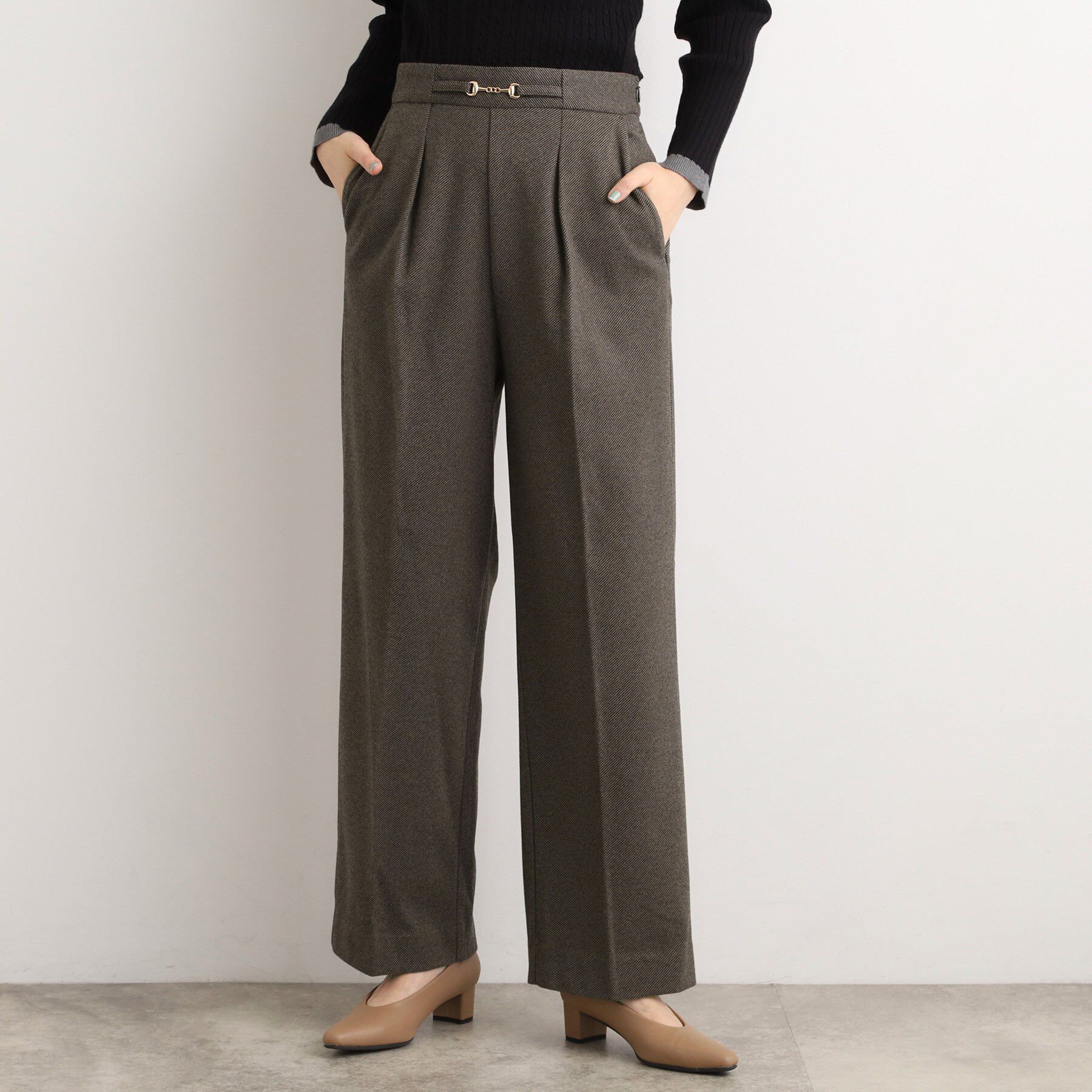 grove「フロントビットカルゼワイドパンツ」|その他|ブラウン(443)