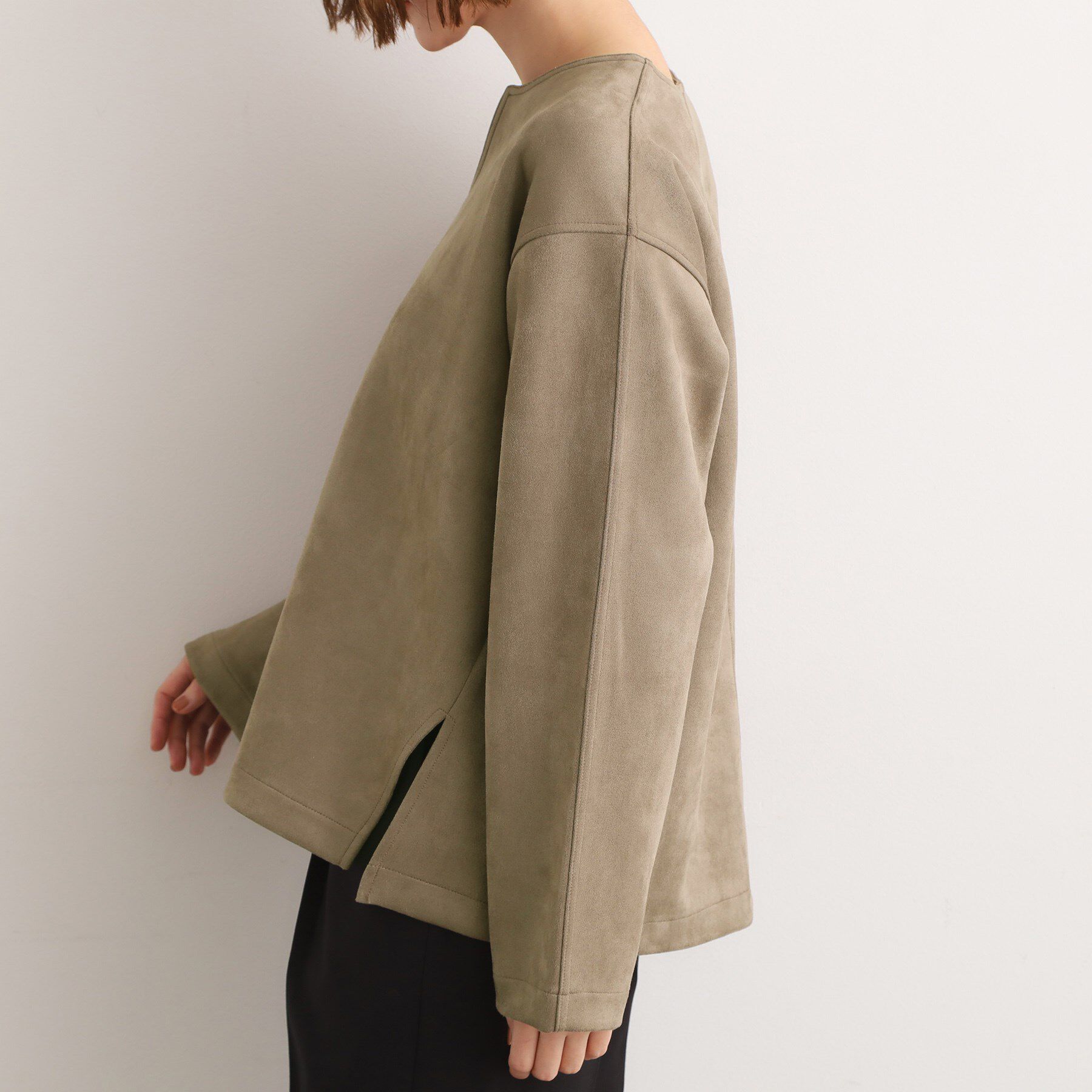 grove「スエード調キーネックプルオーバー」|Tシャツ・カットソー|