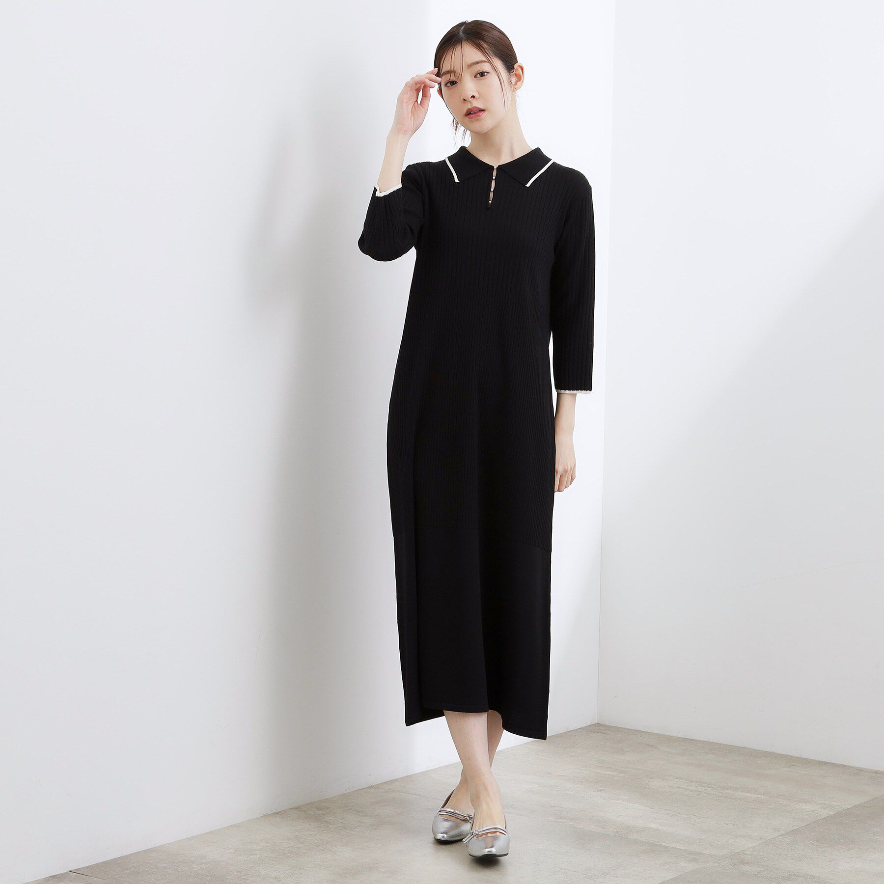 grove「高評価！【洗える】大人の上品ポロニットワンピース」|ワンピース|