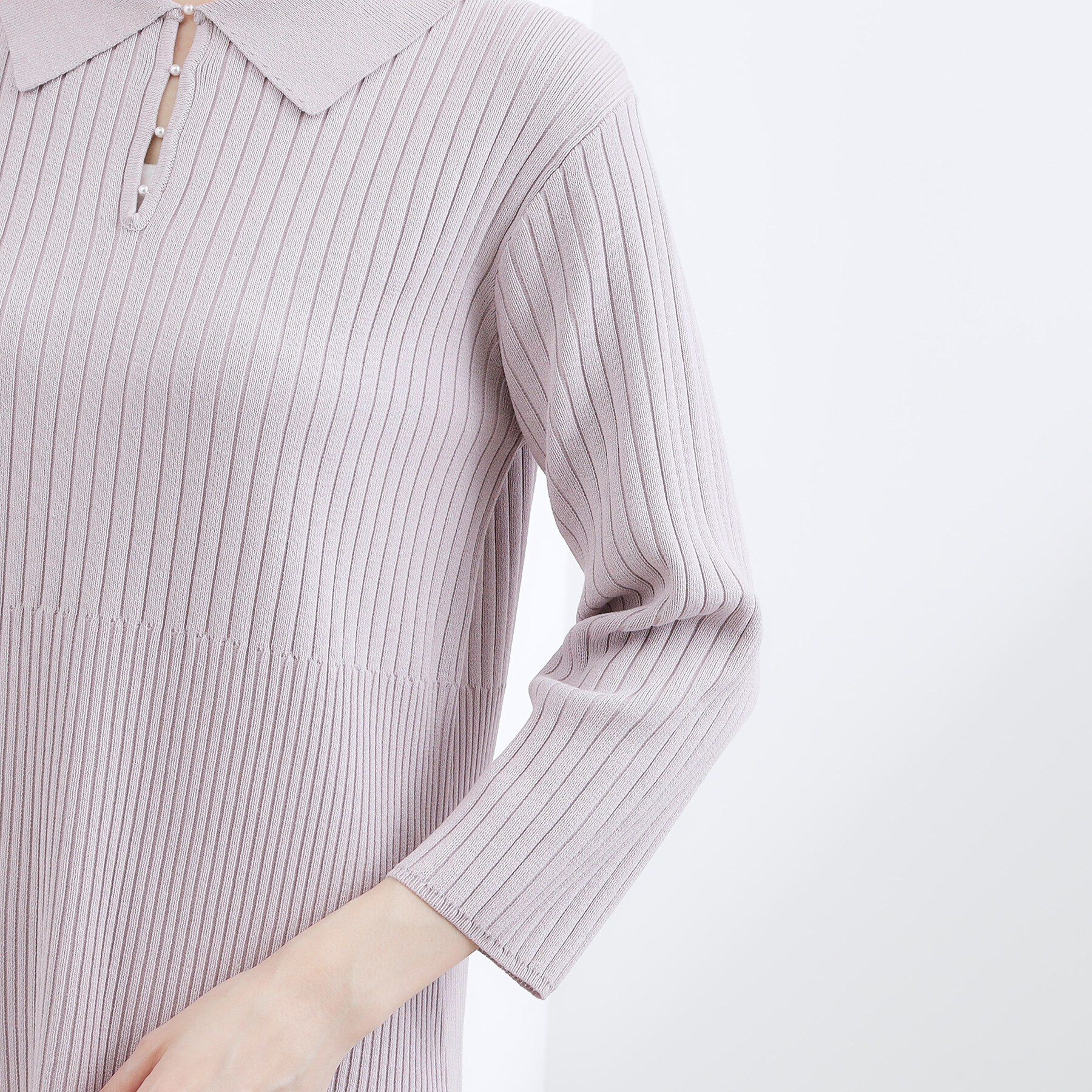 grove「高評価！【洗える】大人の上品ポロニットワンピース」|ワンピース|