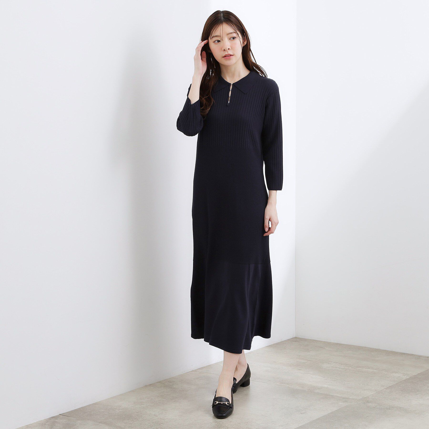 grove「高評価！【洗える】大人の上品ポロニットワンピース」|ワンピース|