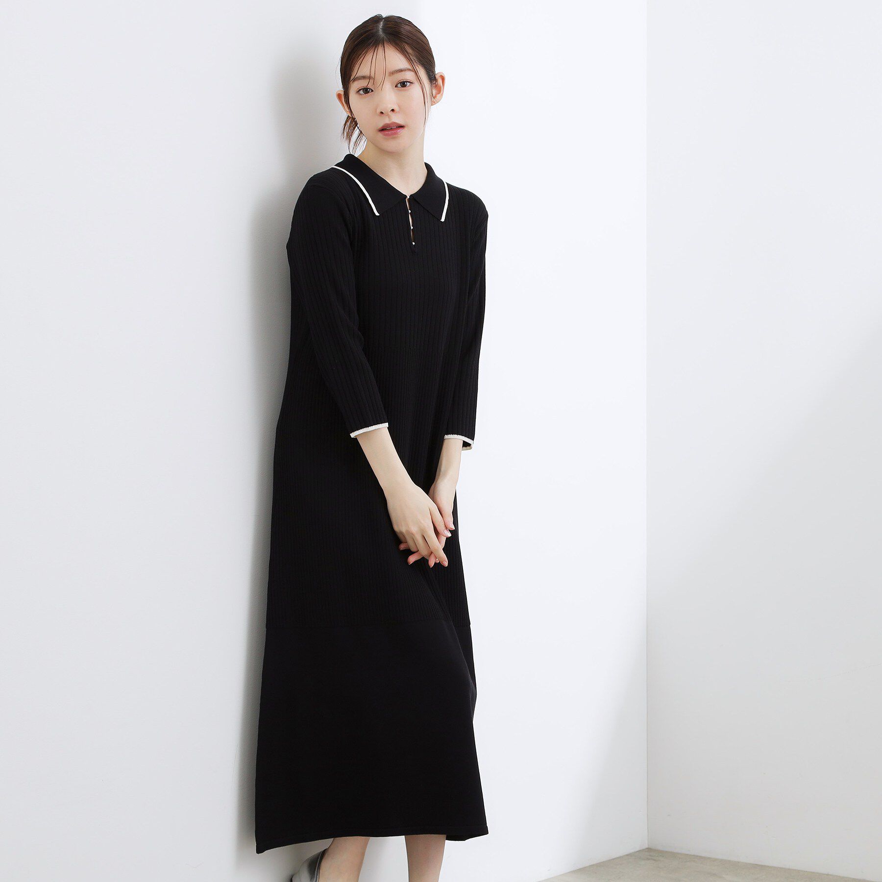 grove「高評価！【洗える】大人の上品ポロニットワンピース」|ワンピース|