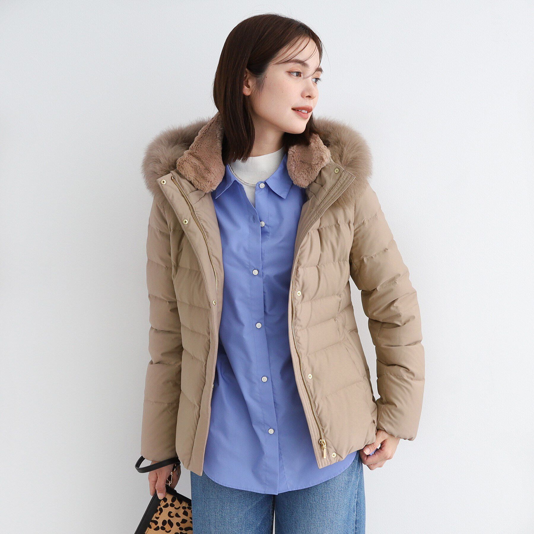 INDIVI「【名品／撥水／抗菌防臭】ショート リサイクルダウンコート」|ダウン|キャメルブラウン(6