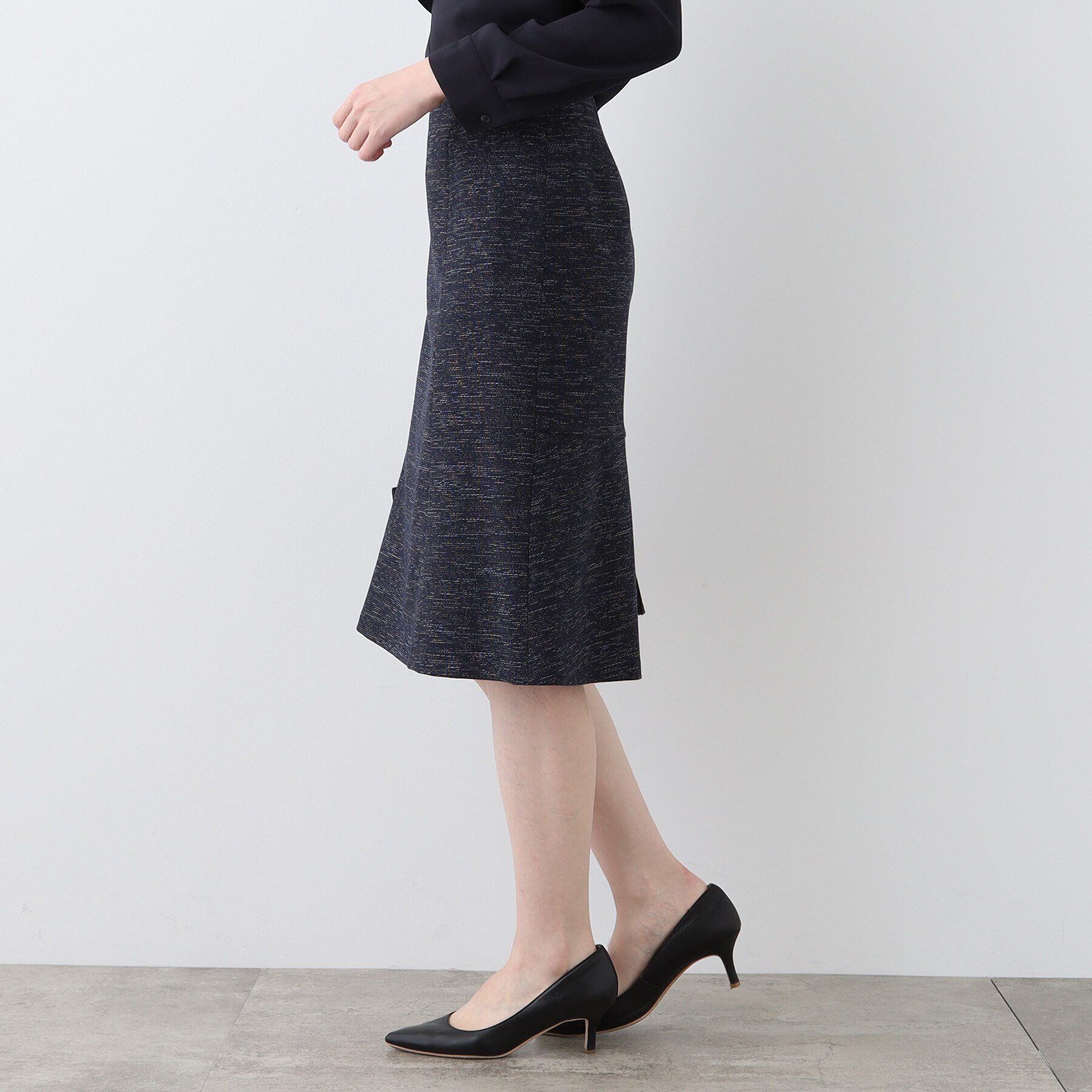 INDIVI「【洗える】ストレッチツィ―ドセミフレアスカート」|スカート|