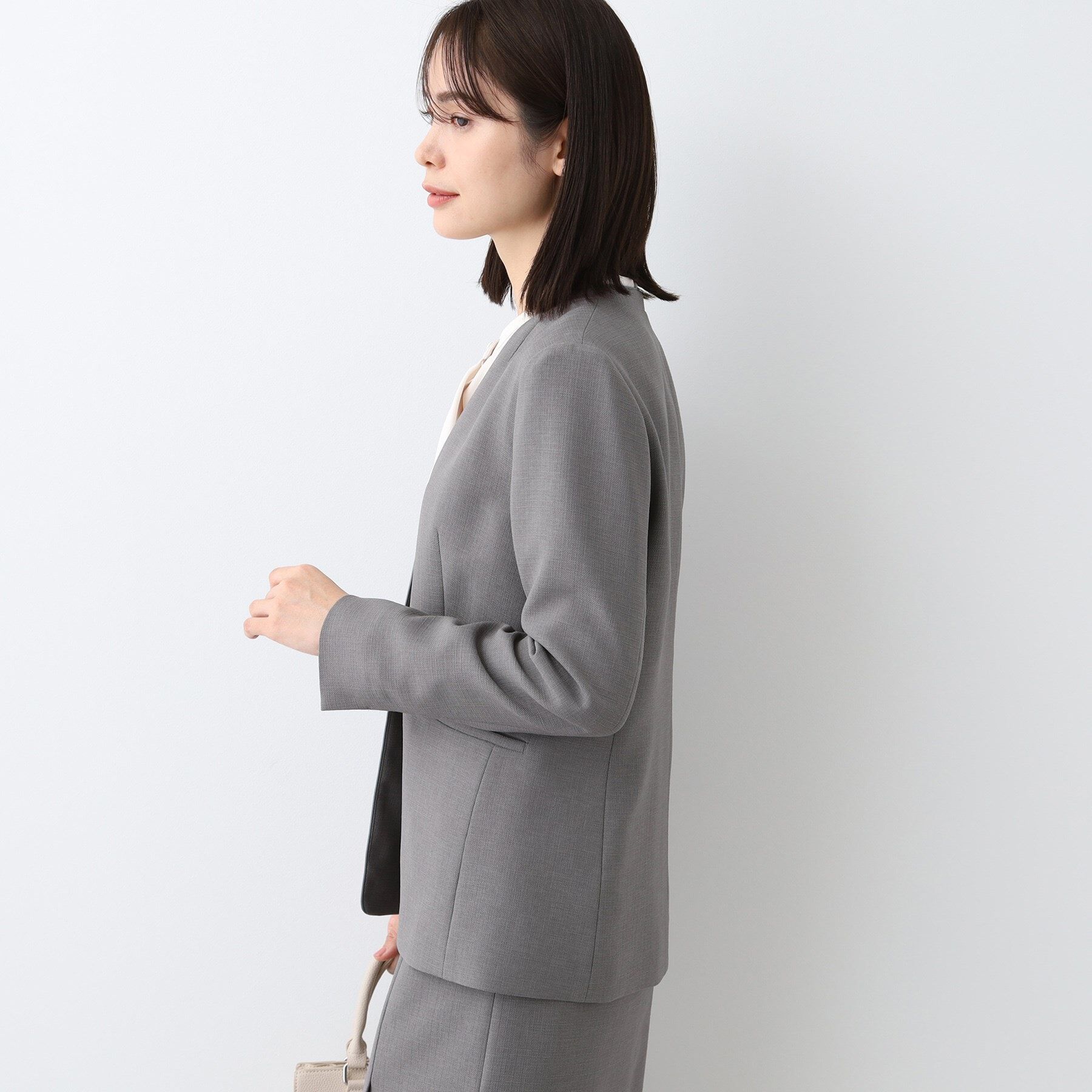 INDIVI「【洗える／スーツ】ノーカラージャケット」|スーツ|