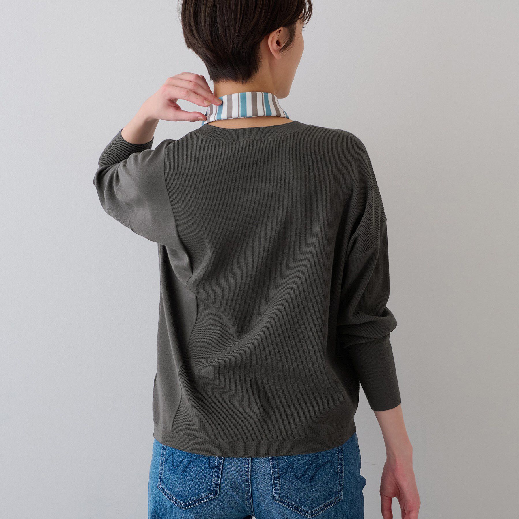 INDIVI「【洗える】アシメデザイン ドルマンスリーブニット」|ニット・セーター|