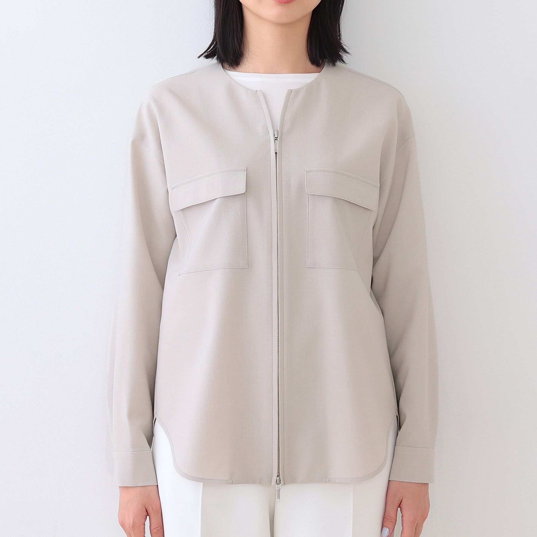 INDIVI「【洗える／SETUP可能】ダブルポケット シャツブルゾン」|シャツ・ブラウス|