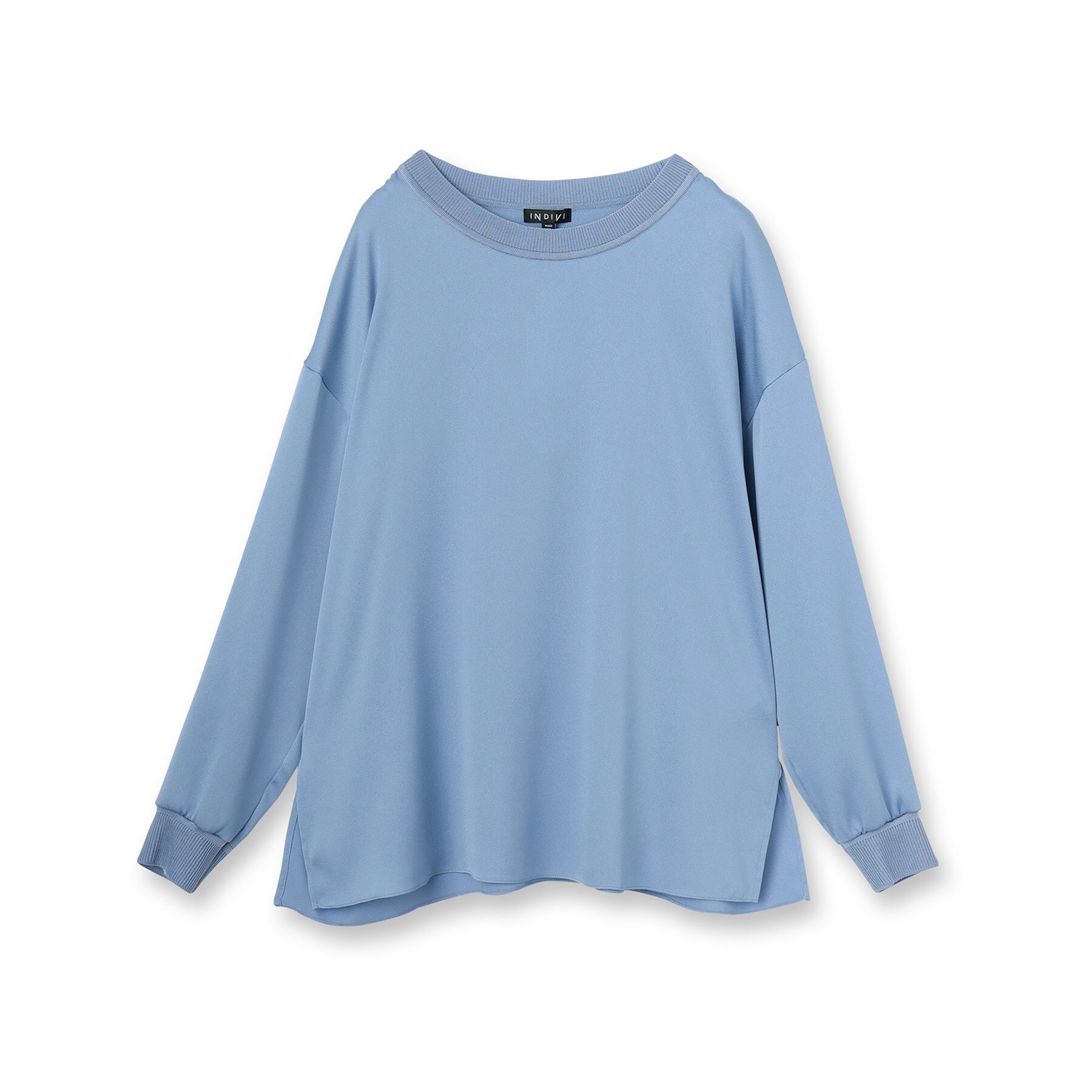 INDIVI「【洗える】異素材ドッキングトップス」|Tシャツ・カットソー|