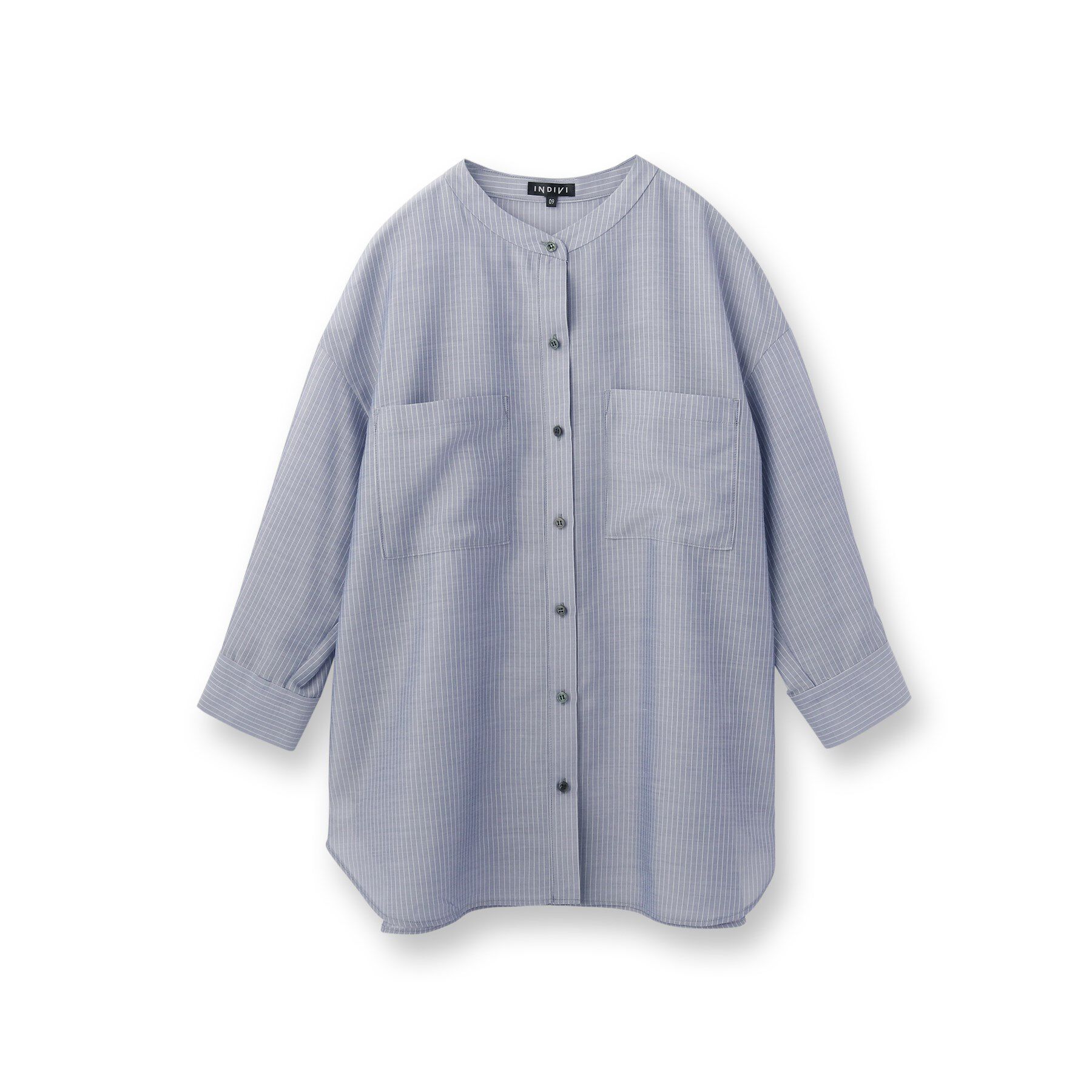 INDIVI「【洗える／エアリー素材】バンドカラーシャツ」|シャツ・ブラウス|