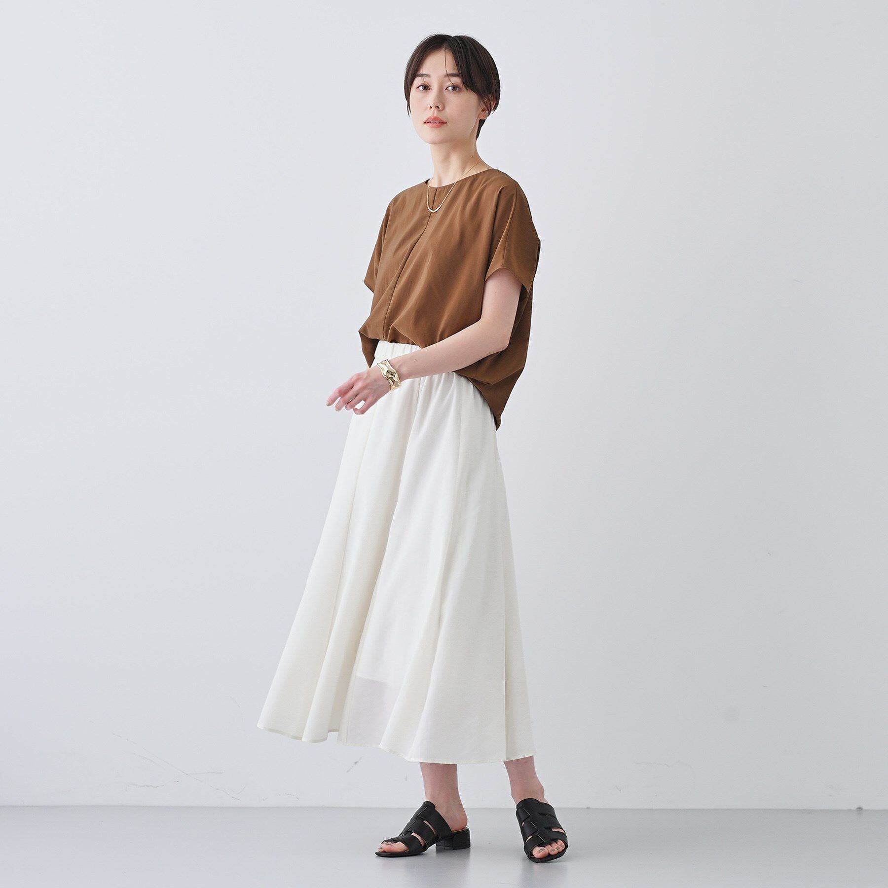 INDIVI「【通気性◎撥水／接触冷感／UVケア】ナローフレアスカート」|スカート|
