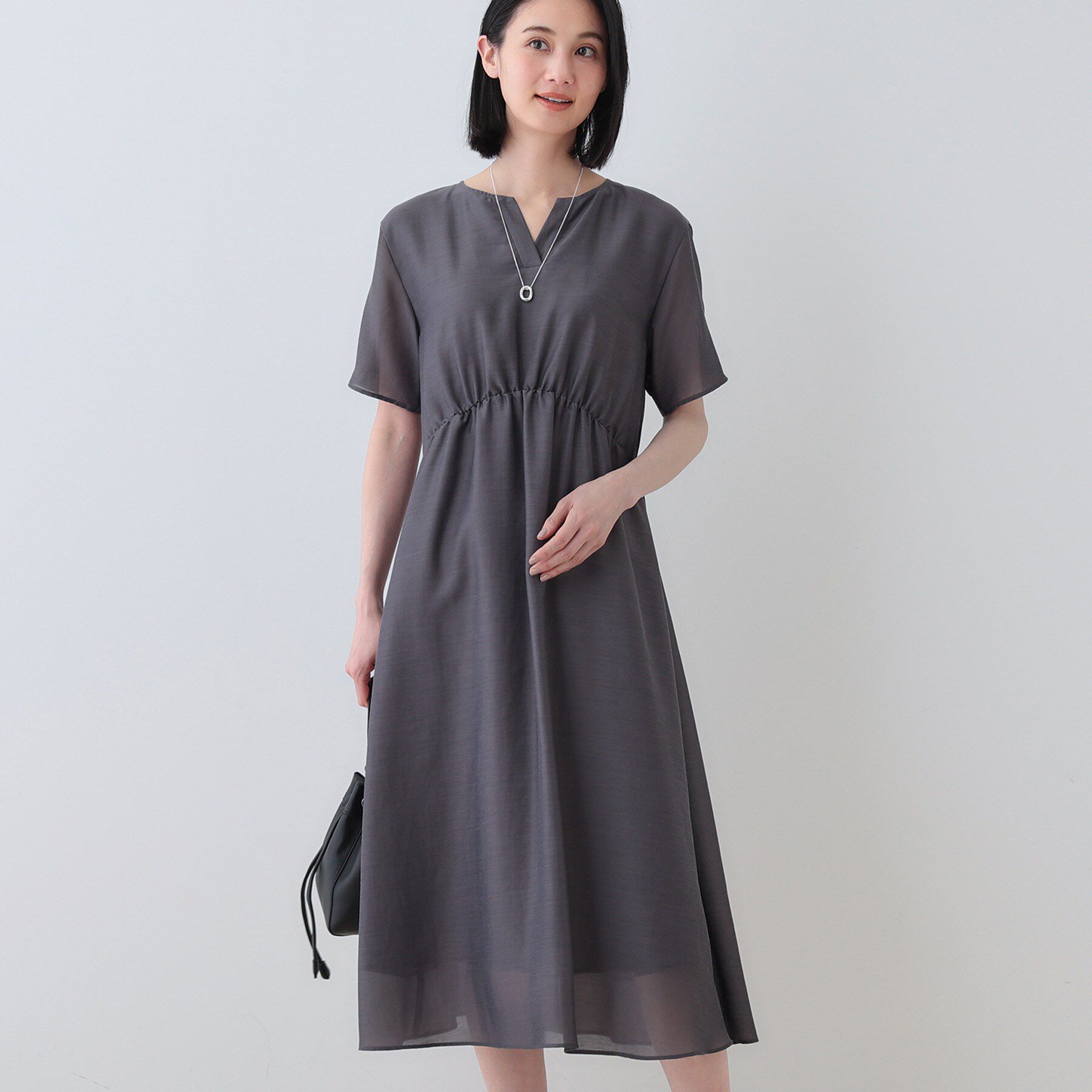 INDIVI「【洗える／エアリー】ハイウエストワンピース」|ワンピース|トープ(454)