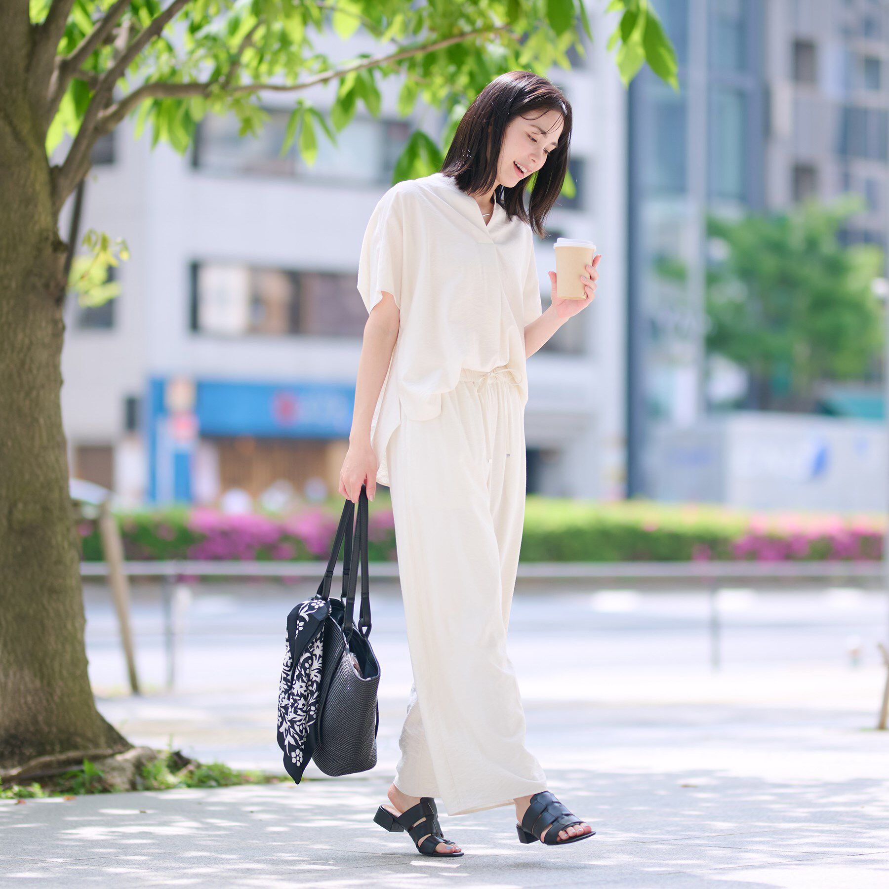 INDIVI「【洗える／UVケア／SETUP可能】スキッパードルマンブラウス」|シャツ・ブラウス|