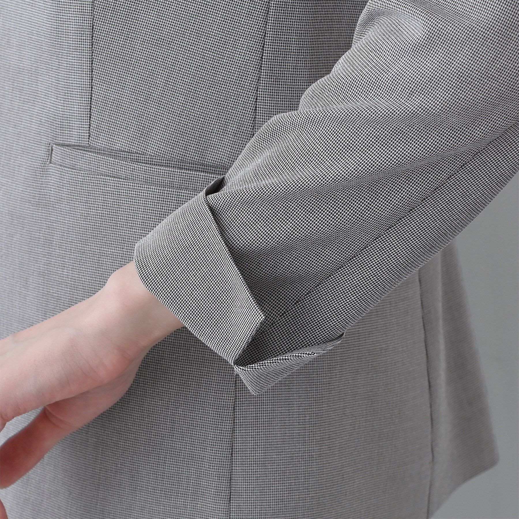 INDIVI「【洗える／夏スーツ】ミニ千鳥柄ノーカラージャケット」|ノーカラージャケット|