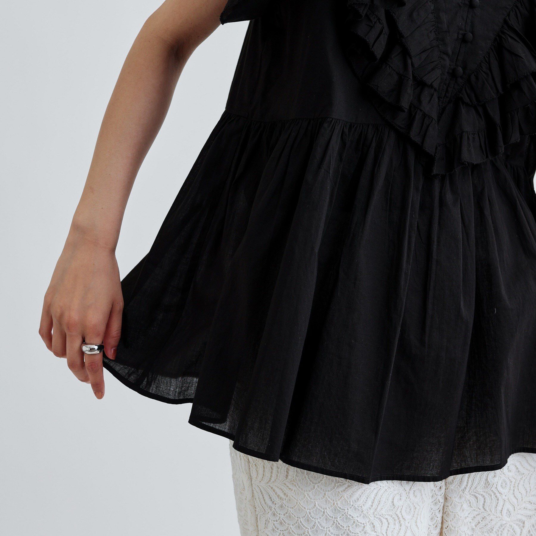 GALLEST「フリルレイヤードコットンブラウス」|シャツ・ブラウス|