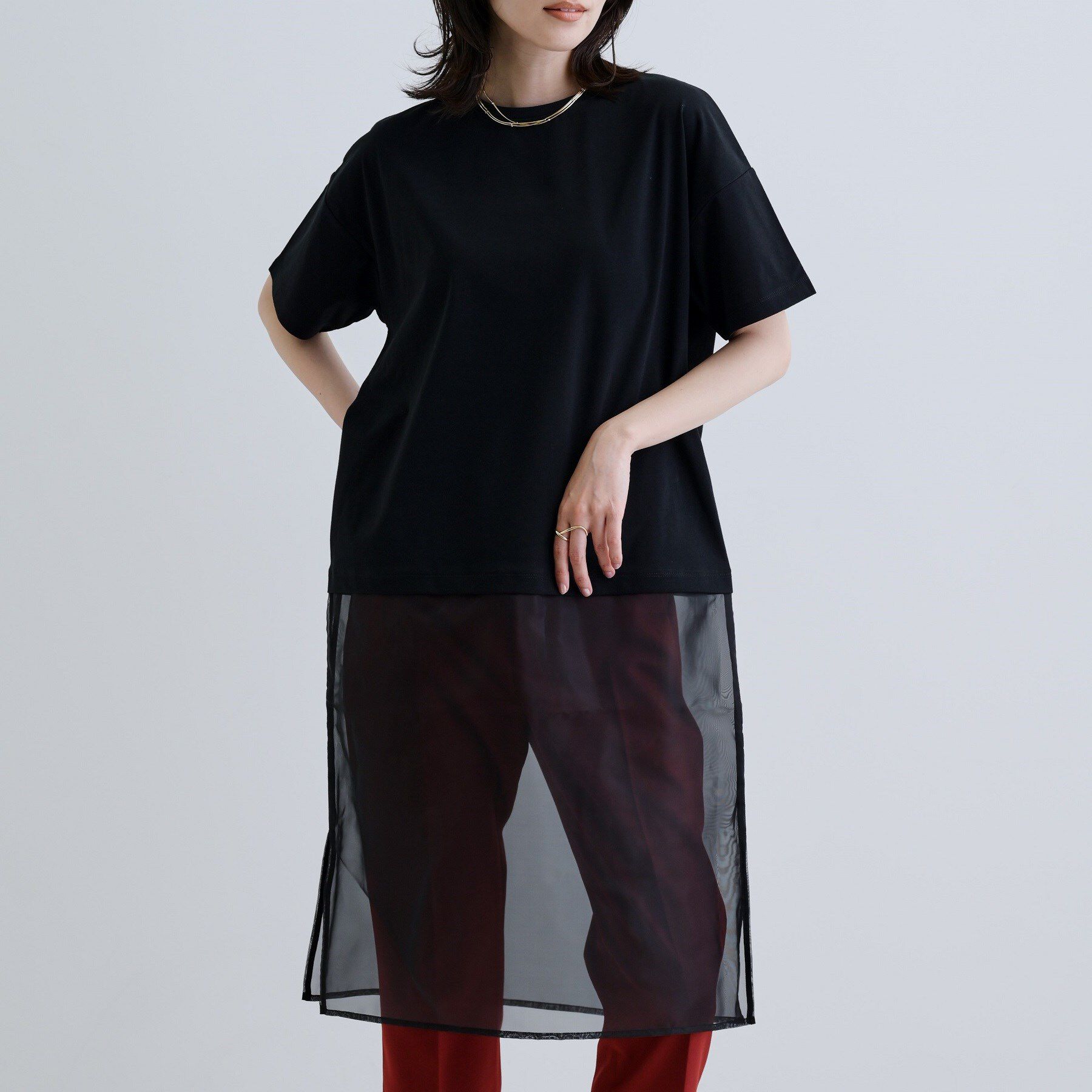 GALLEST「シアードッキングTシャツ」|Tシャツ・カットソー|ブラック(019)