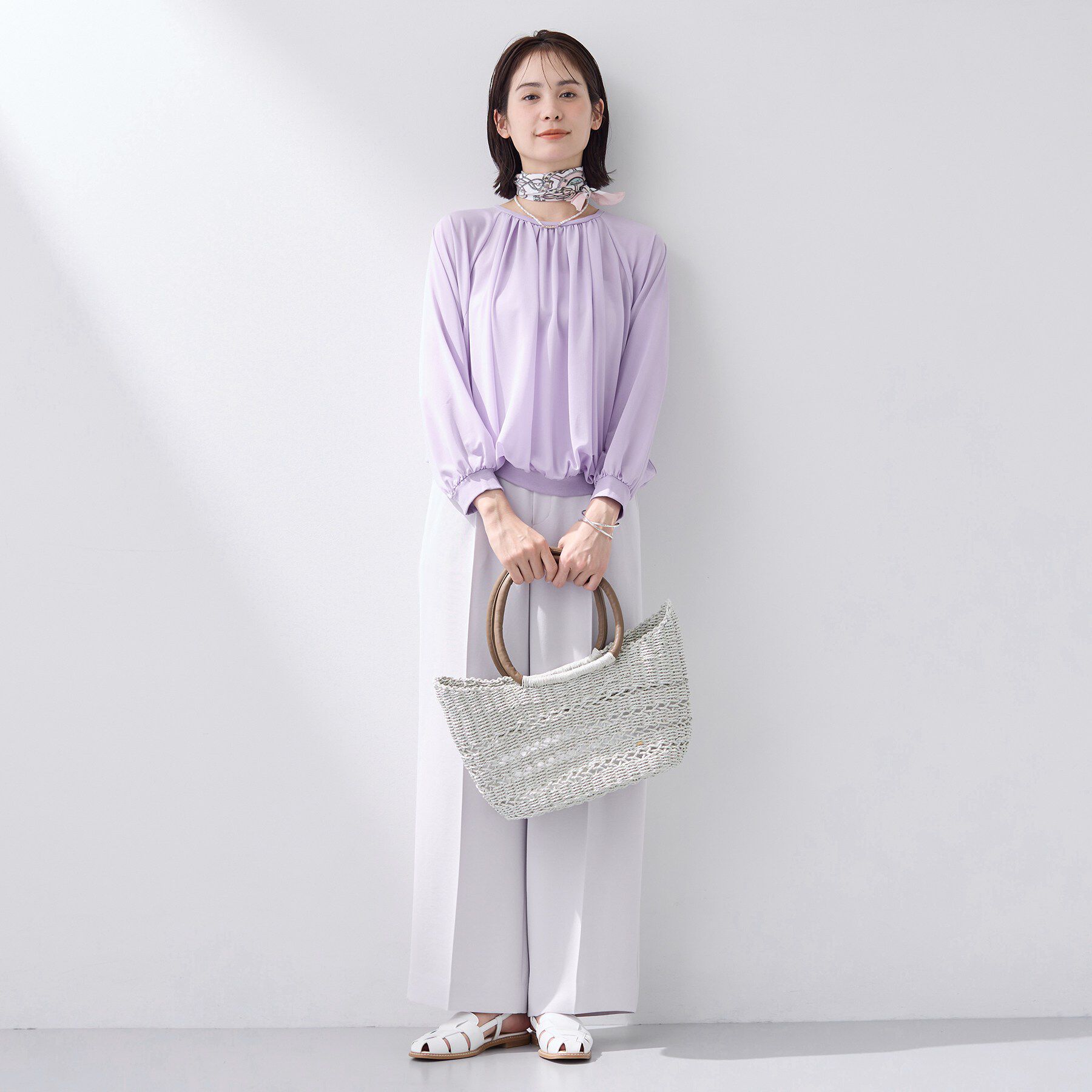 INDIVI「【体型カバー／マシンウォッシュ対応】シアージャージトップス」|Tシャツ・カットソー|