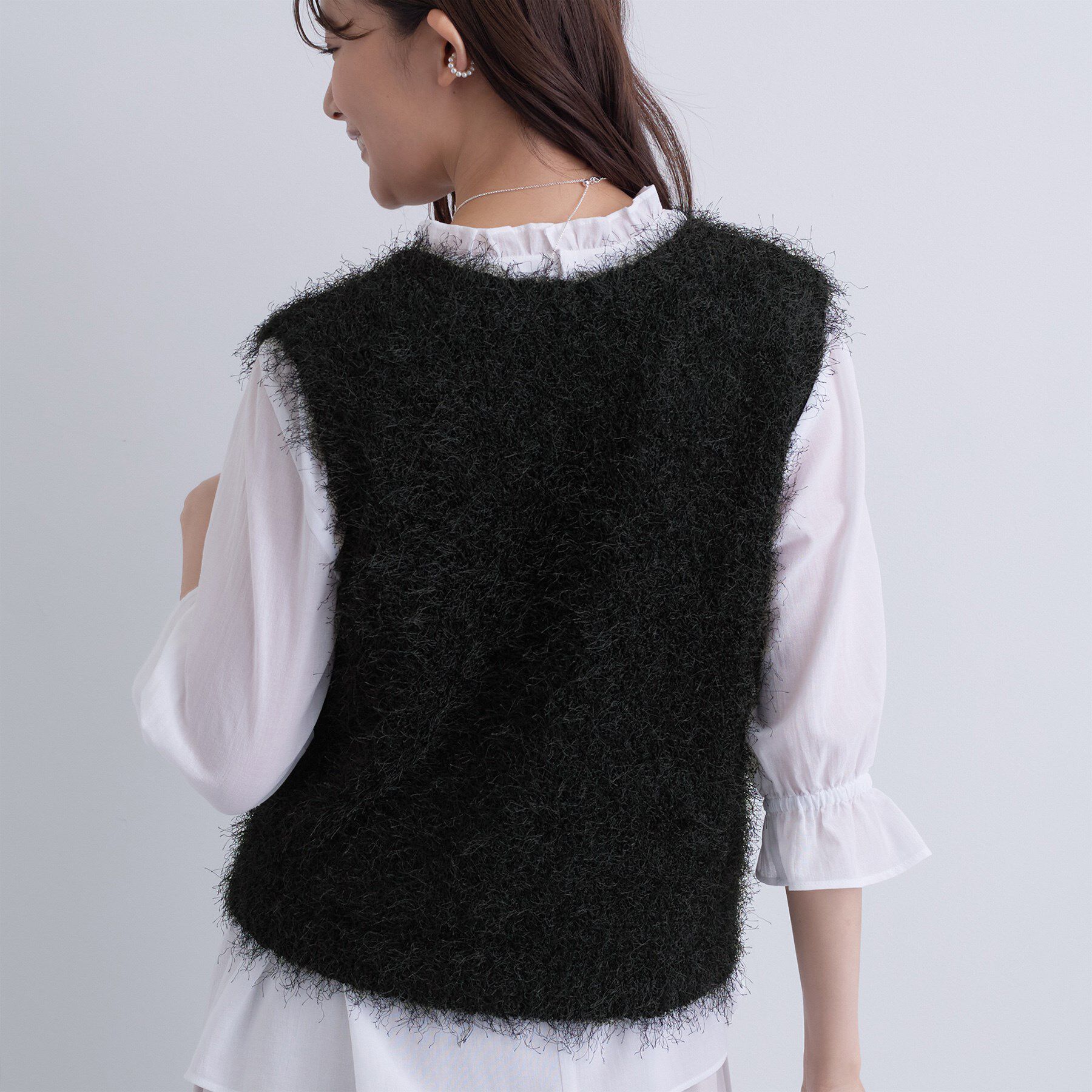 INDIVI「フェザーモールニットベスト」|ニット・セーター|