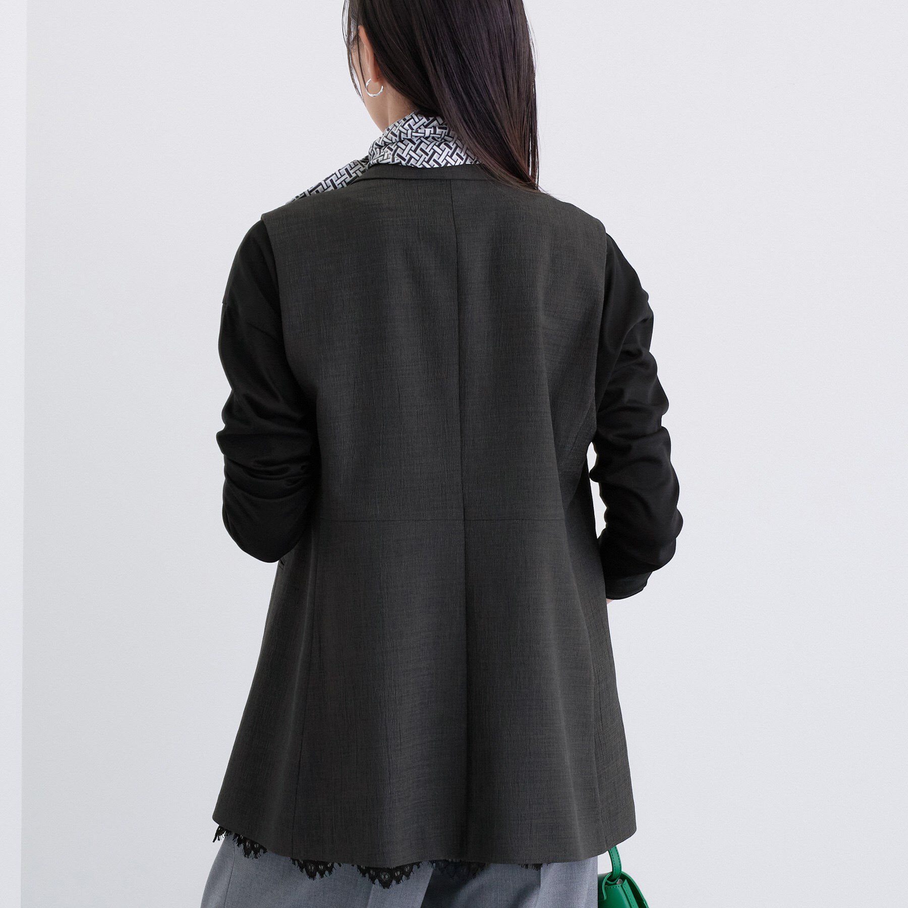 INDIVI「【セットアップ可能】凹凸ストレッチ素材テーラードカラージレジャケット」|テーラードジャケット|