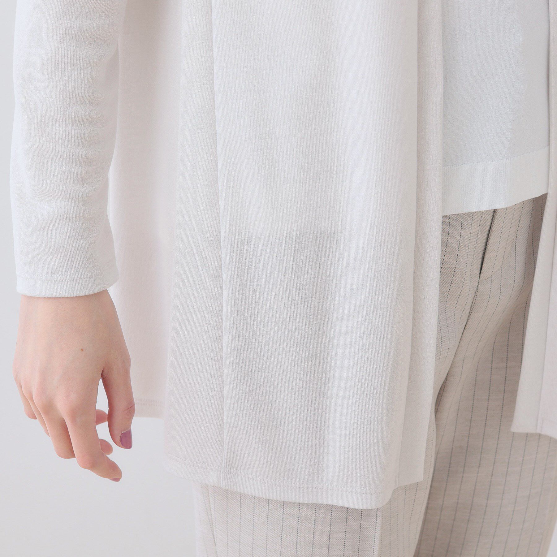 INDIVI「【洗える】着流しジャージカーディガン」|カーディガン|