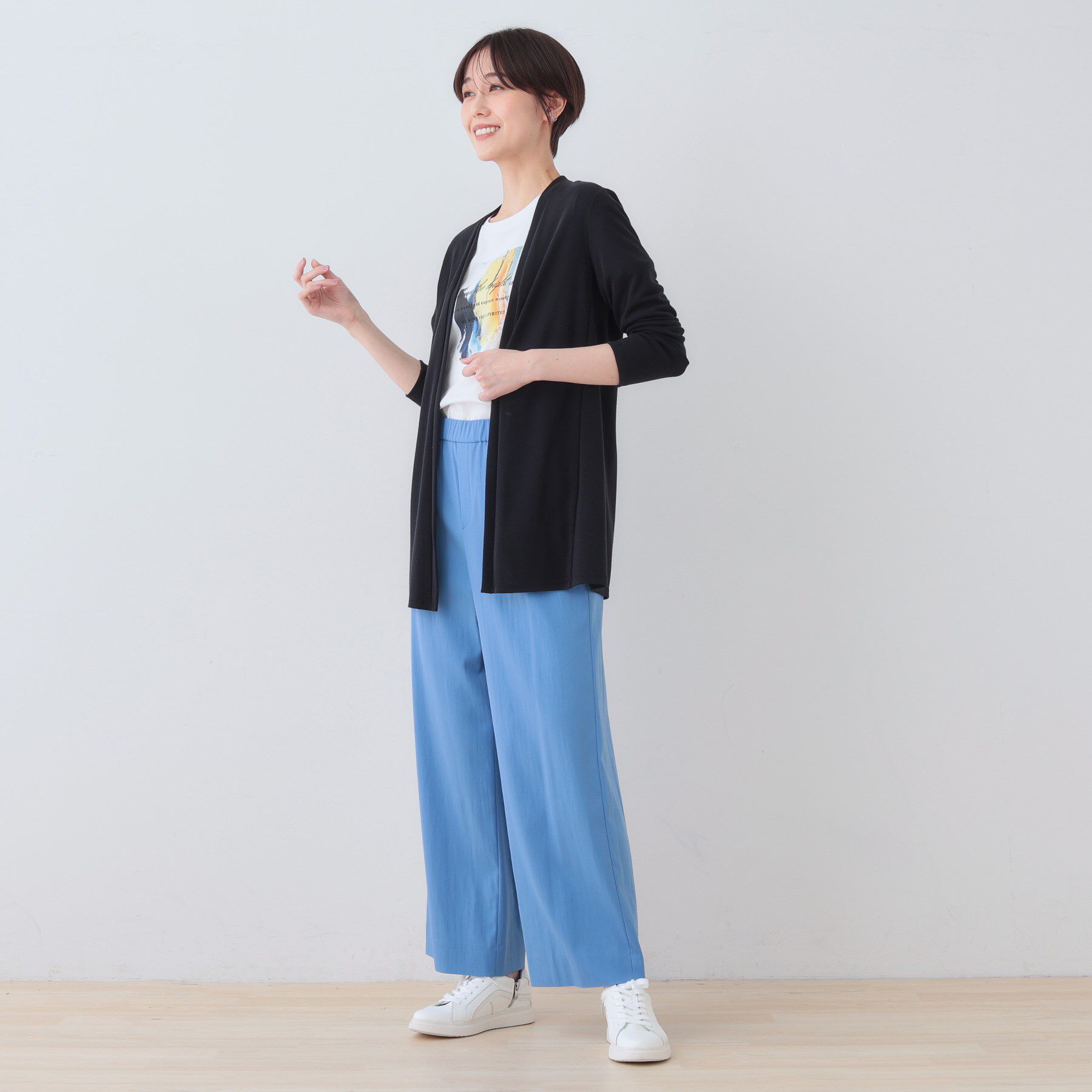 INDIVI「【洗える】着流しジャージカーディガン」|カーディガン|