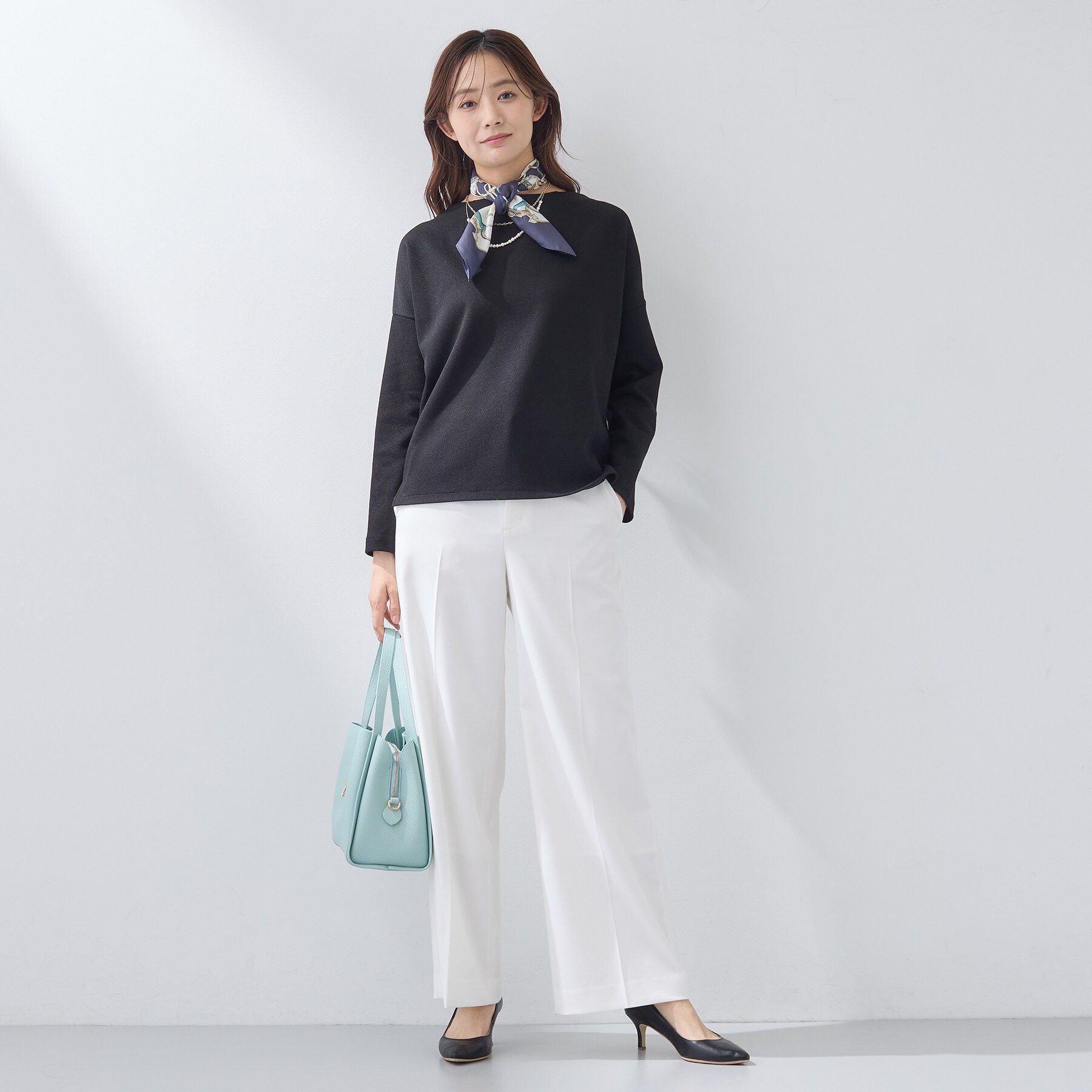 INDIVI「【SETUP可能／洗える／UVケア】ライトジャージ ボトルネックトップス」|Tシャツ・カットソー|