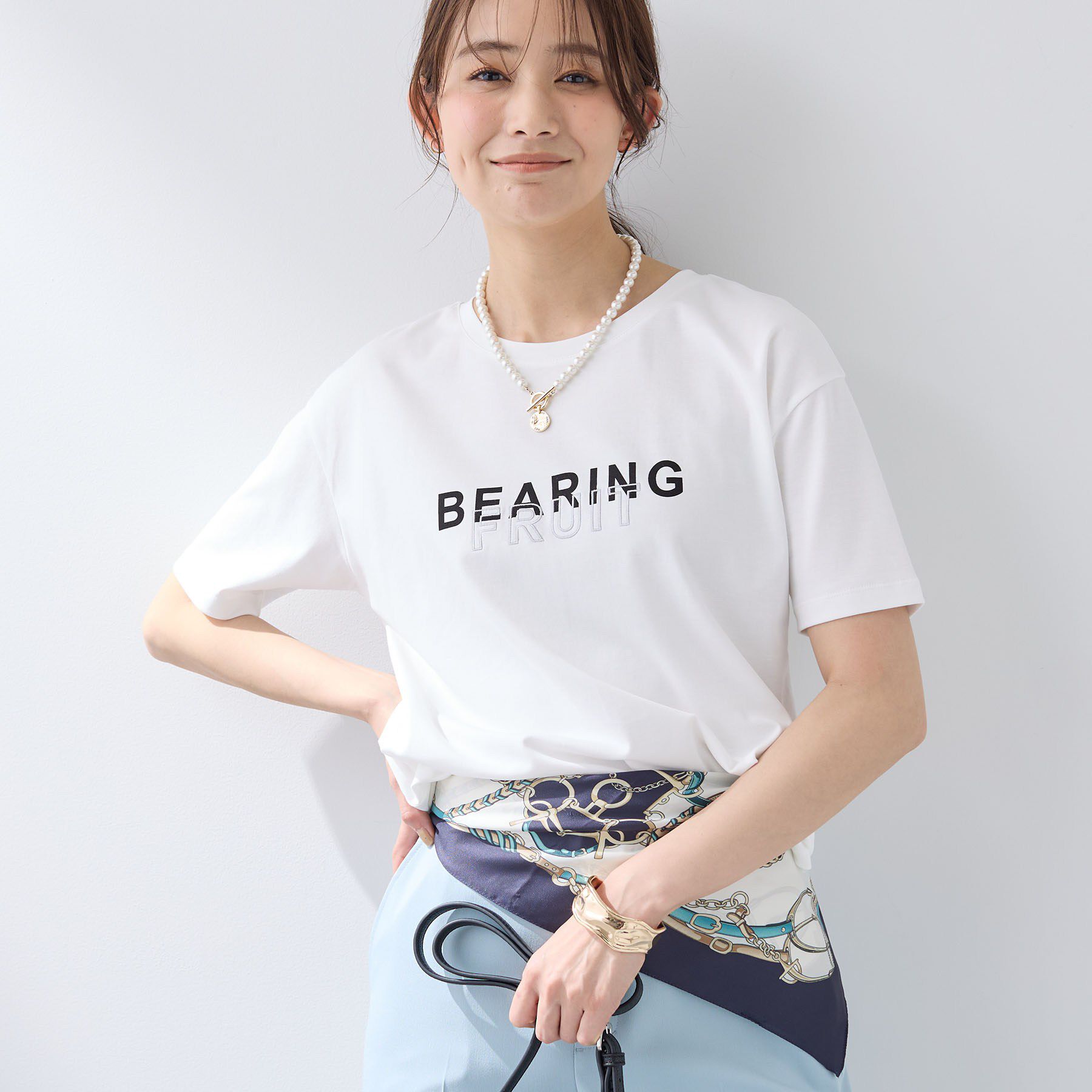 INDIVI「【UVケア／選べるグラフィック】スムースジャージTシャツ」|Tシャツ・カットソー|ホワイト(001)