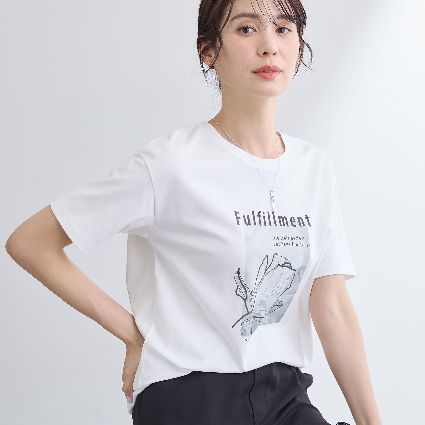INDIVI「【UVケア／選べるグラフィック】スムースジャージTシャツ」|Tシャツ・カットソー|