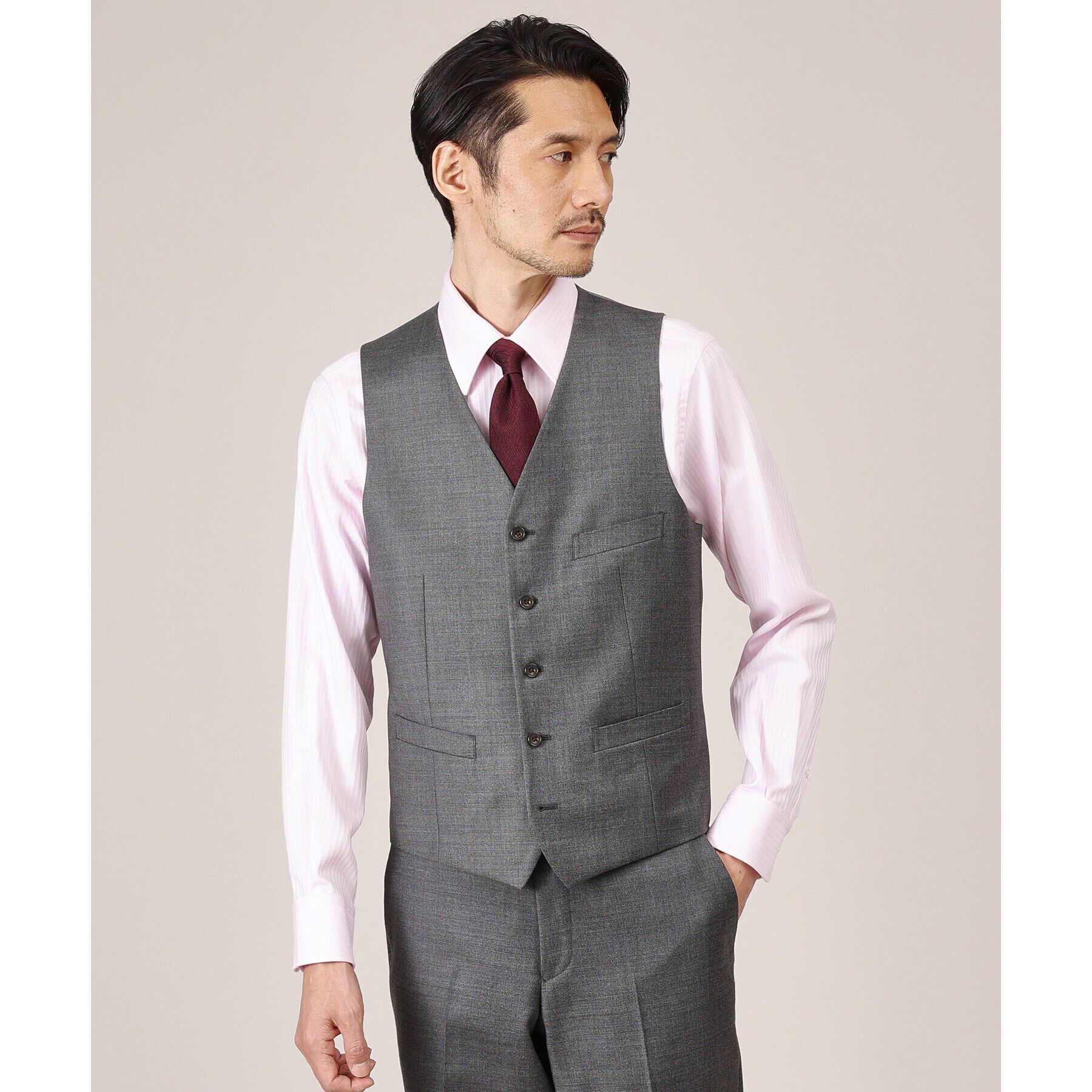 TAKEO KIKUCHI「【3ピース対応】シャイニーシャークピンヘッド ベスト」|スーツ|