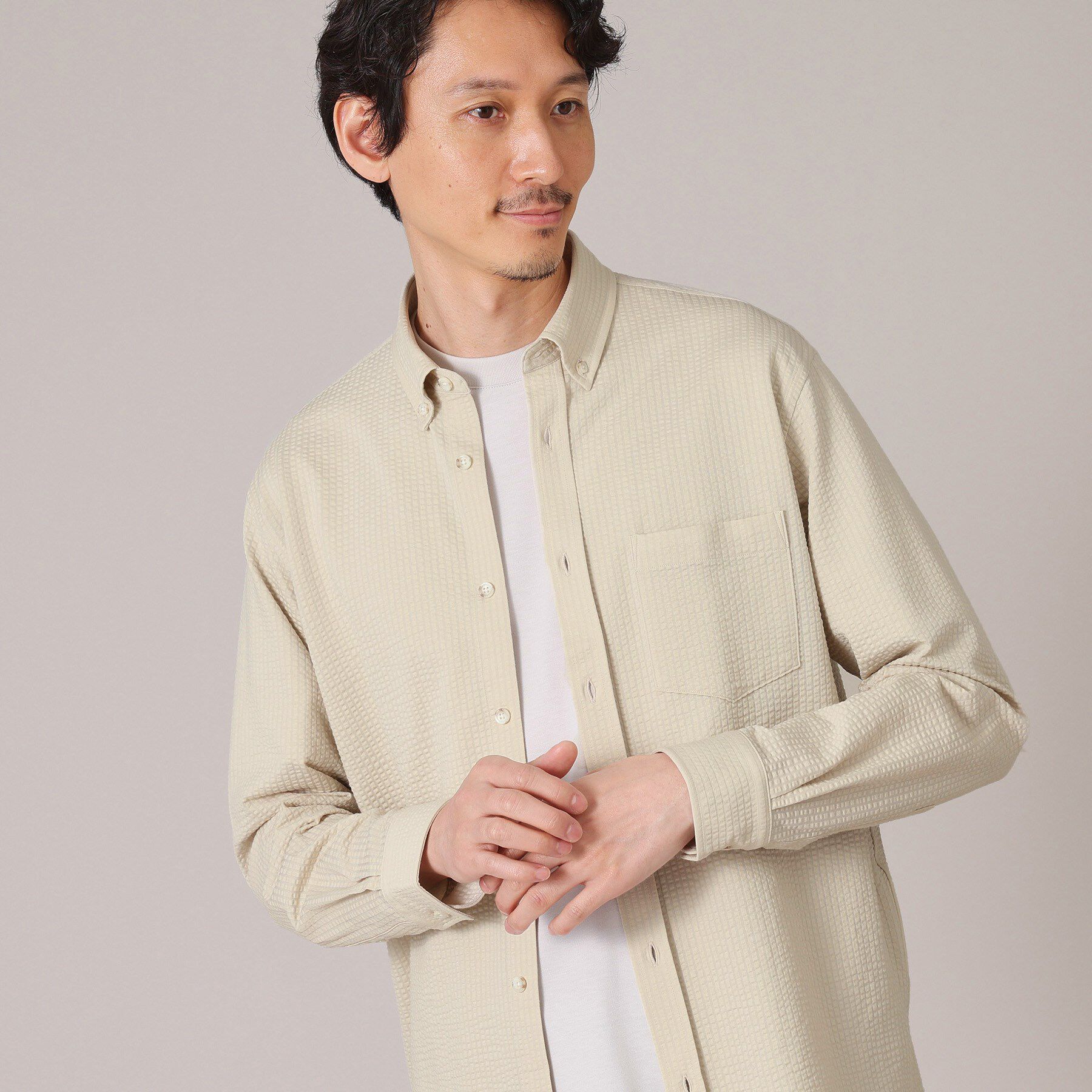 TAKEO KIKUCHI「【抗菌防臭/シーズンレス】シアサッカー ジャージシャツ」|シャツ・ブラウス|