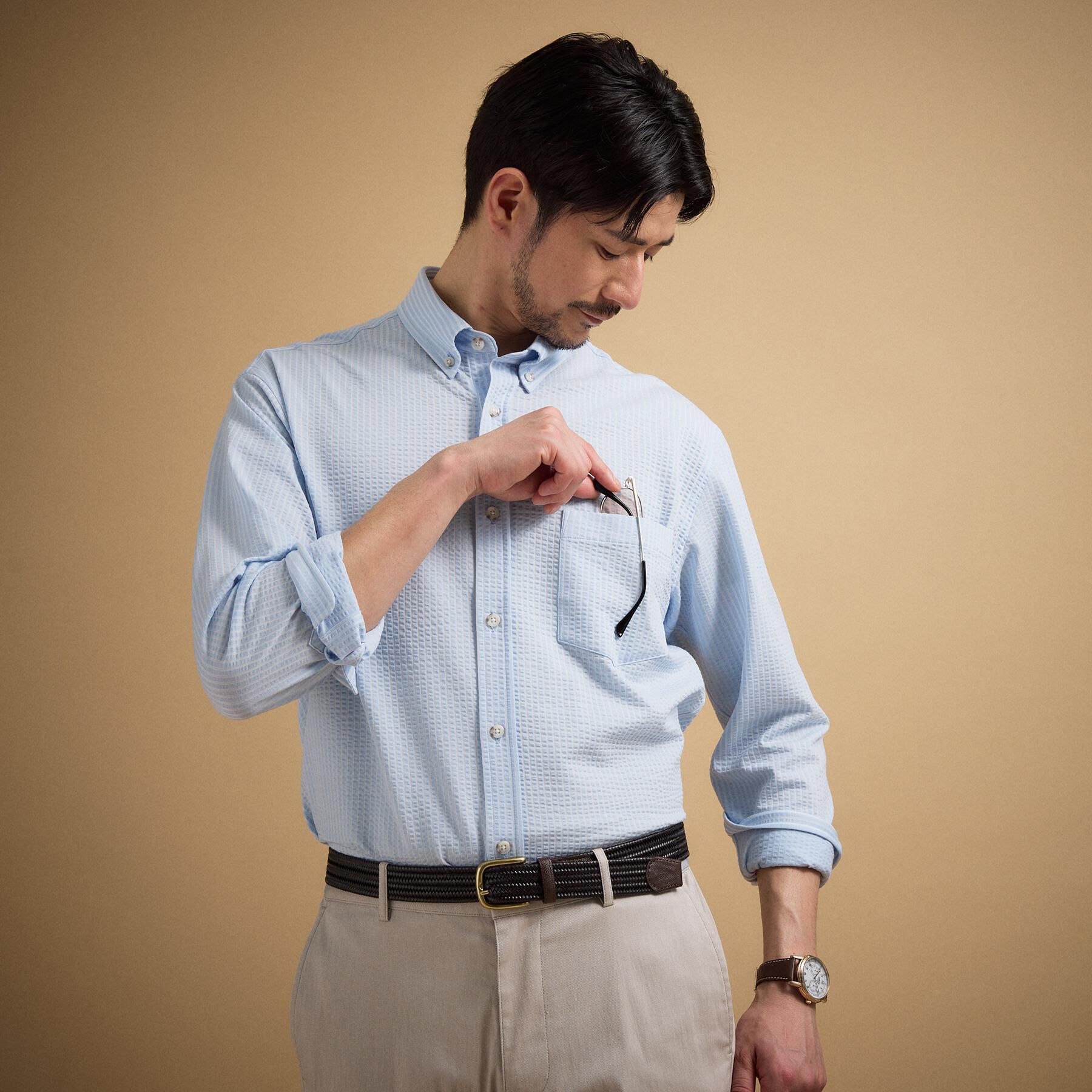 TAKEO KIKUCHI「【抗菌防臭/シーズンレス】シアサッカー ジャージシャツ」|シャツ・ブラウス|