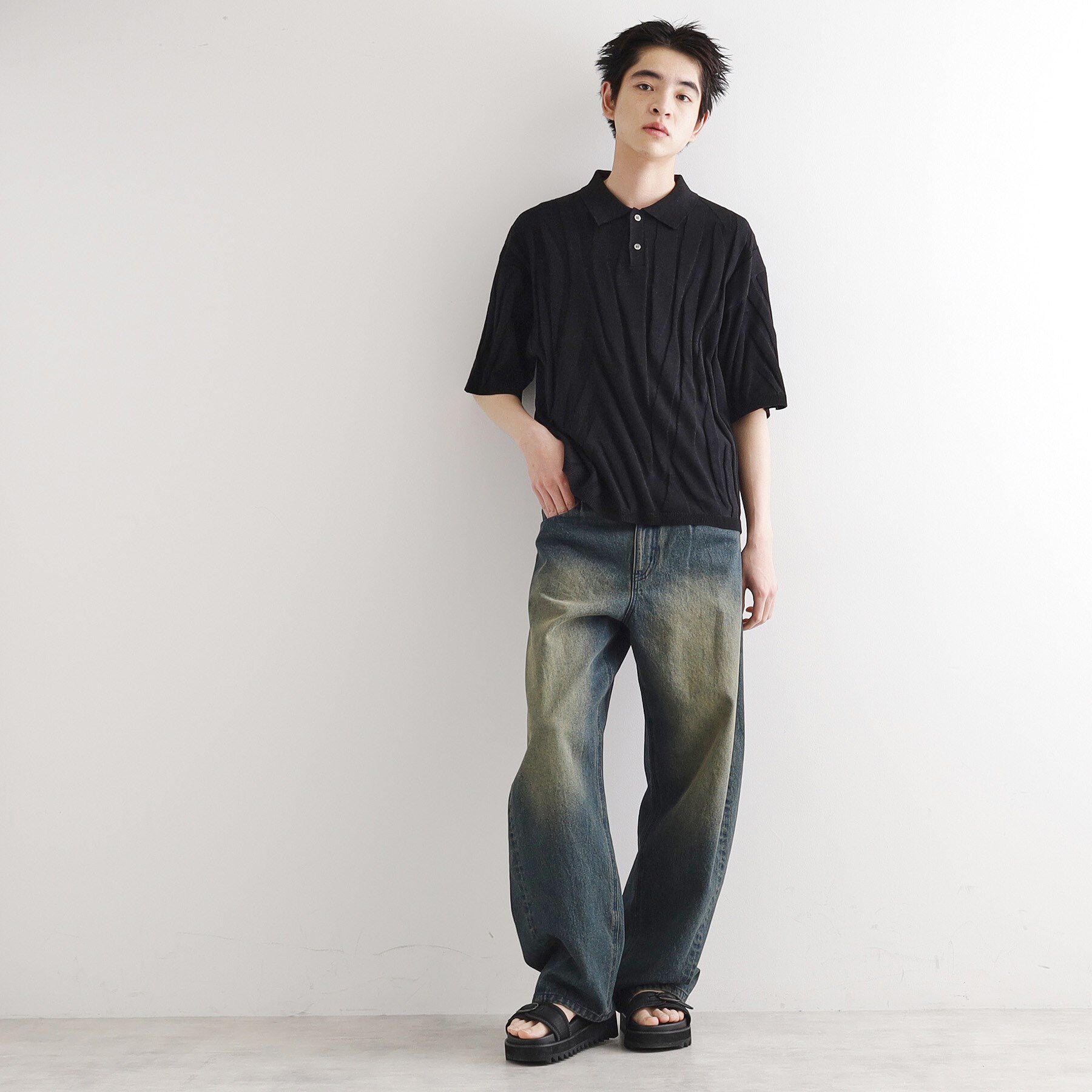 tk.TAKEO KIKUCHI「ジャカードニットポロ」|ニット・セーター|