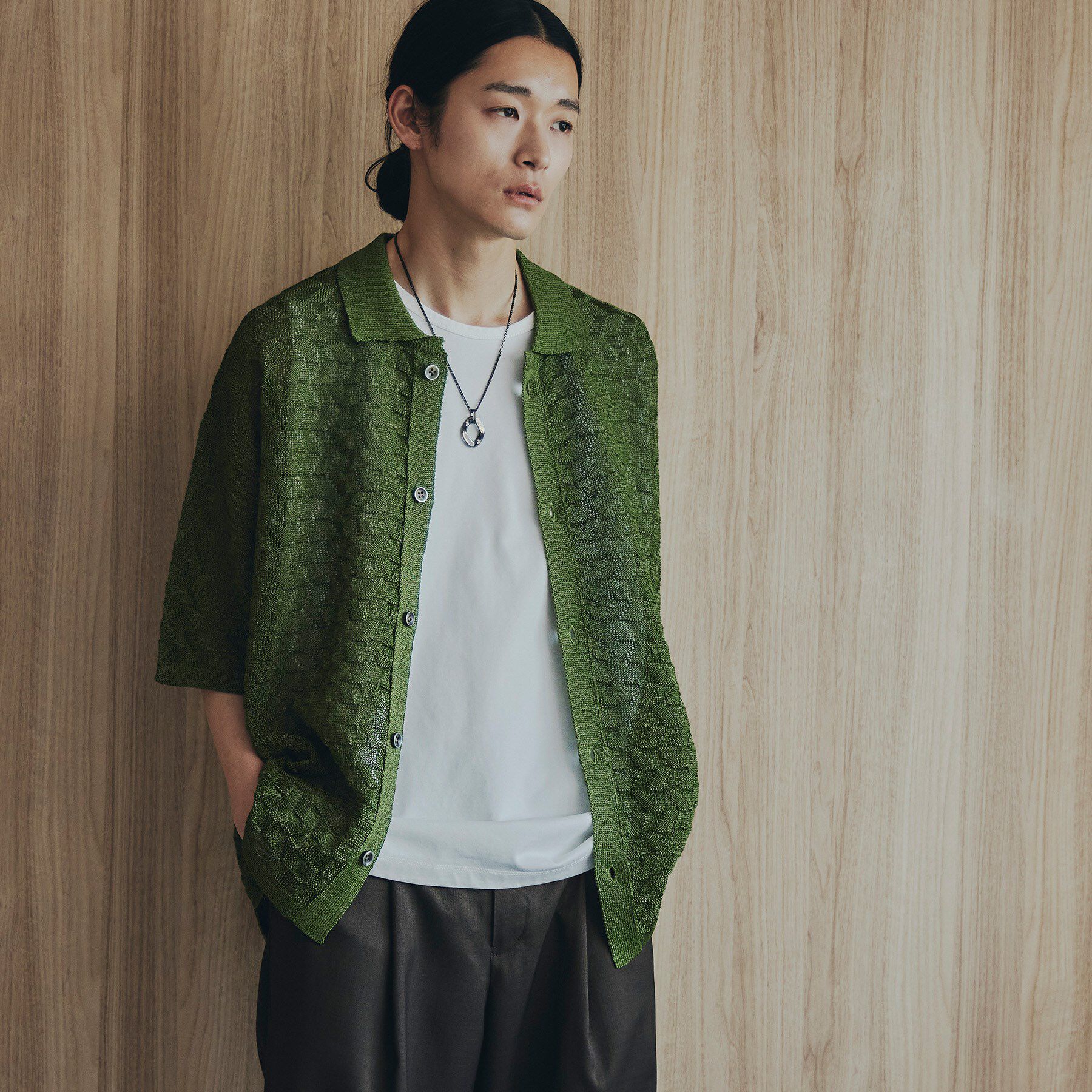 tk.TAKEO KIKUCHI「ニットポロカーディガン」|カーディガン|