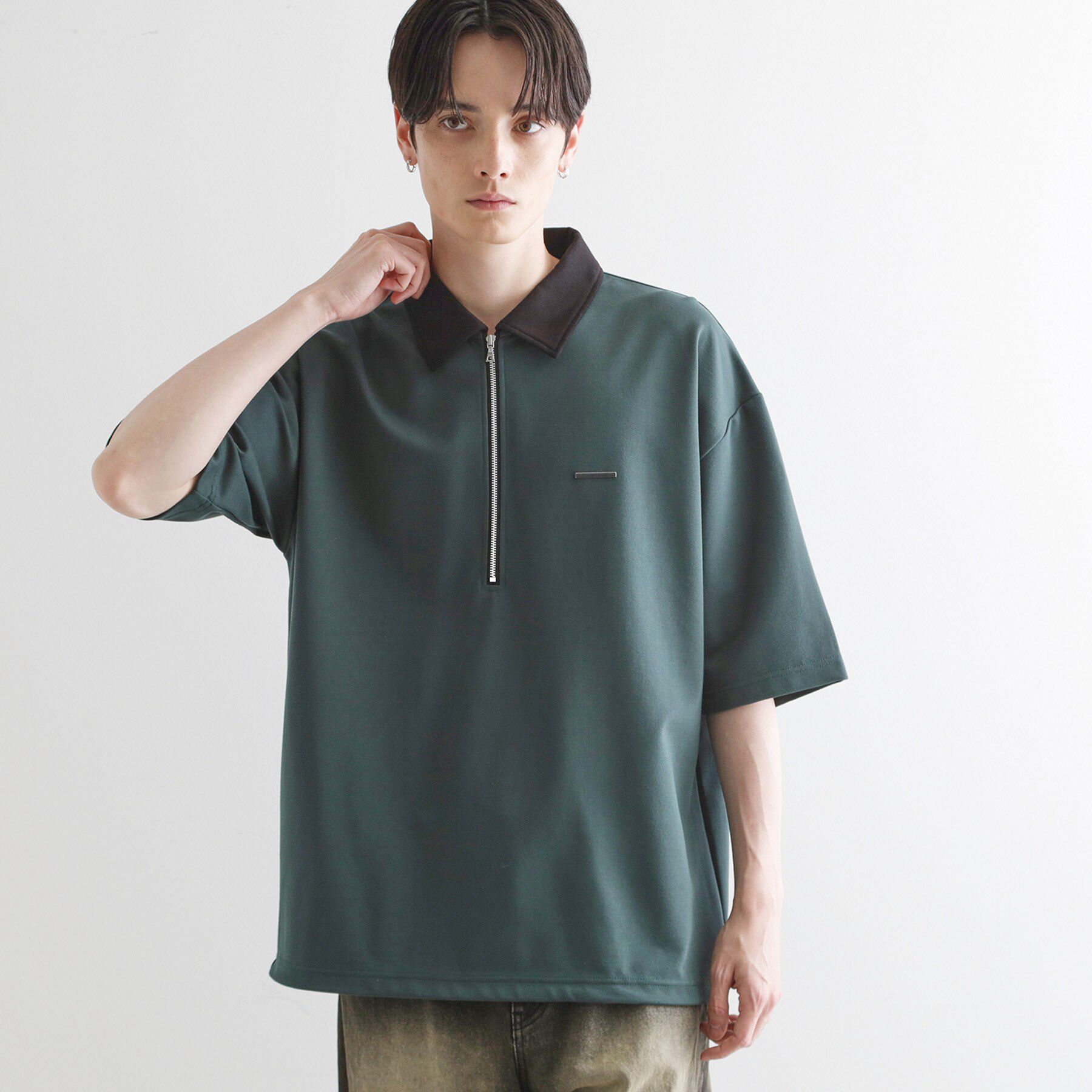 tk.TAKEO KIKUCHI「配色ハーフジップポロシャツ」|ポロシャツ|