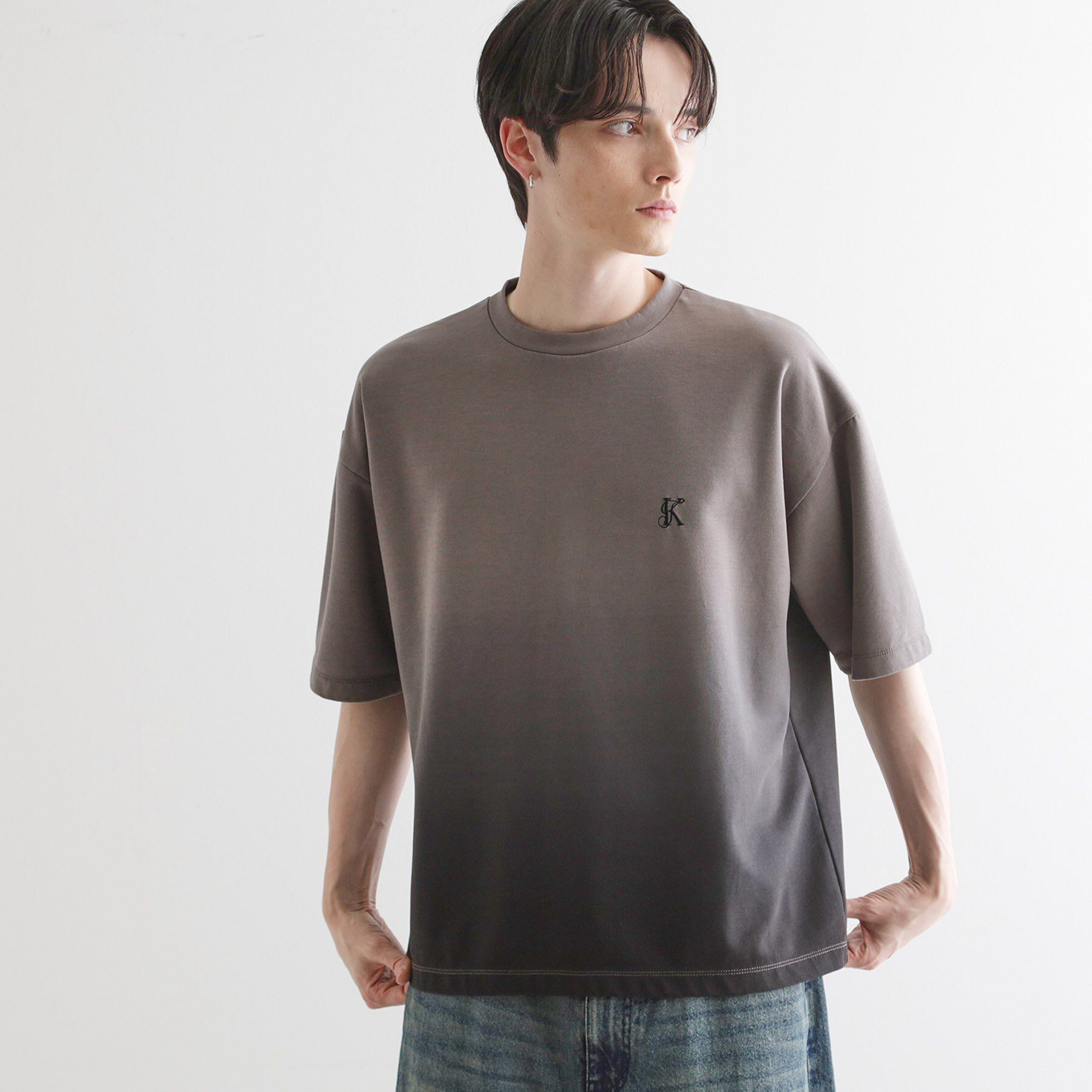 tk.TAKEO KIKUCHI「グラデーションダイ5分袖カットソー」|Tシャツ・カットソー|チャコールグレー(0