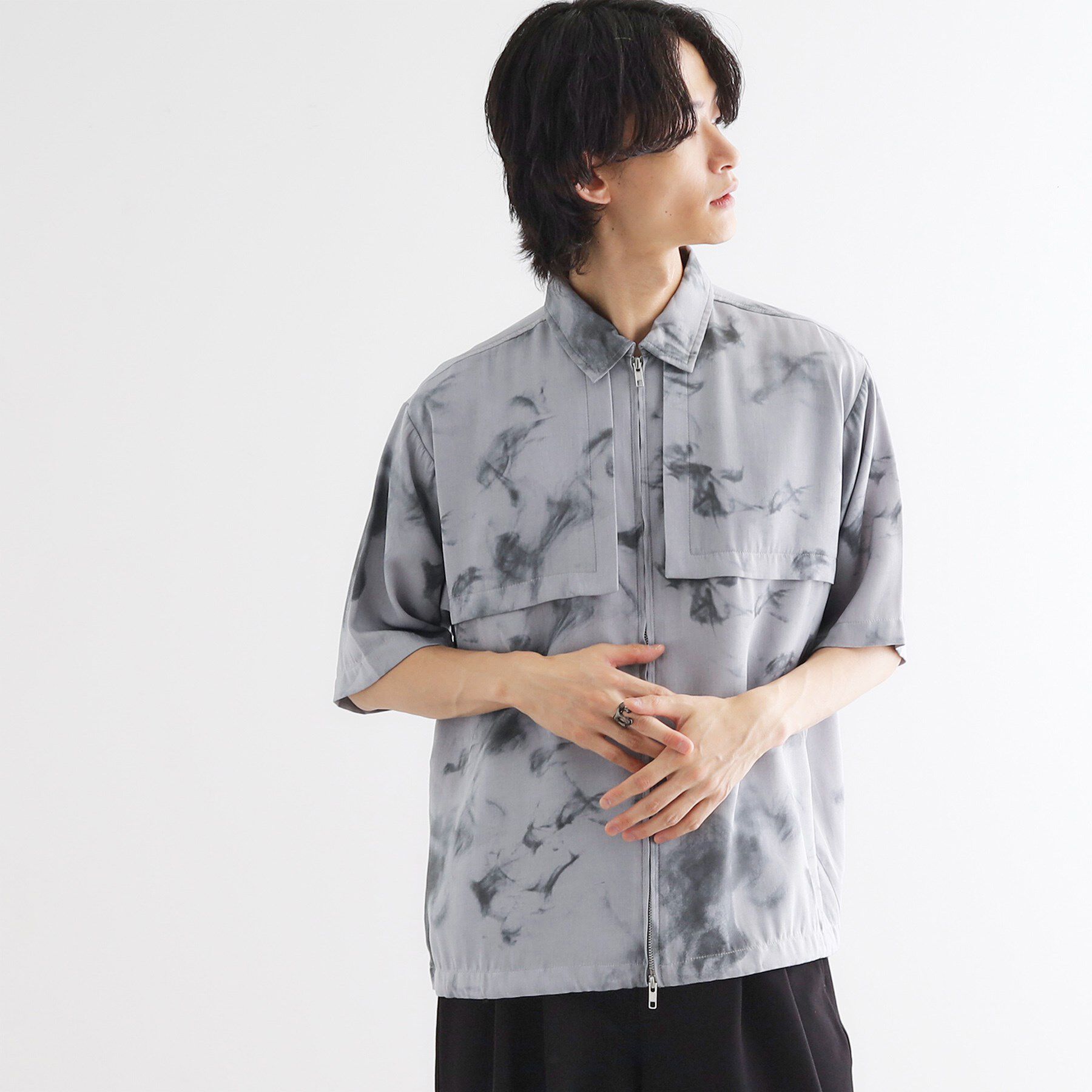 tk.TAKEO KIKUCHI「ブラープリントシャンブレーシャツアウター」|シャツ・ブラウス|