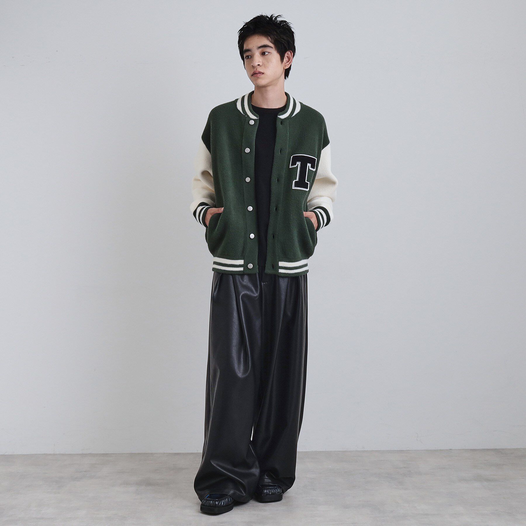 tk.TAKEO KIKUCHI「ダブルジャカードニットスタジャン」|ブルゾン・スタジャン|