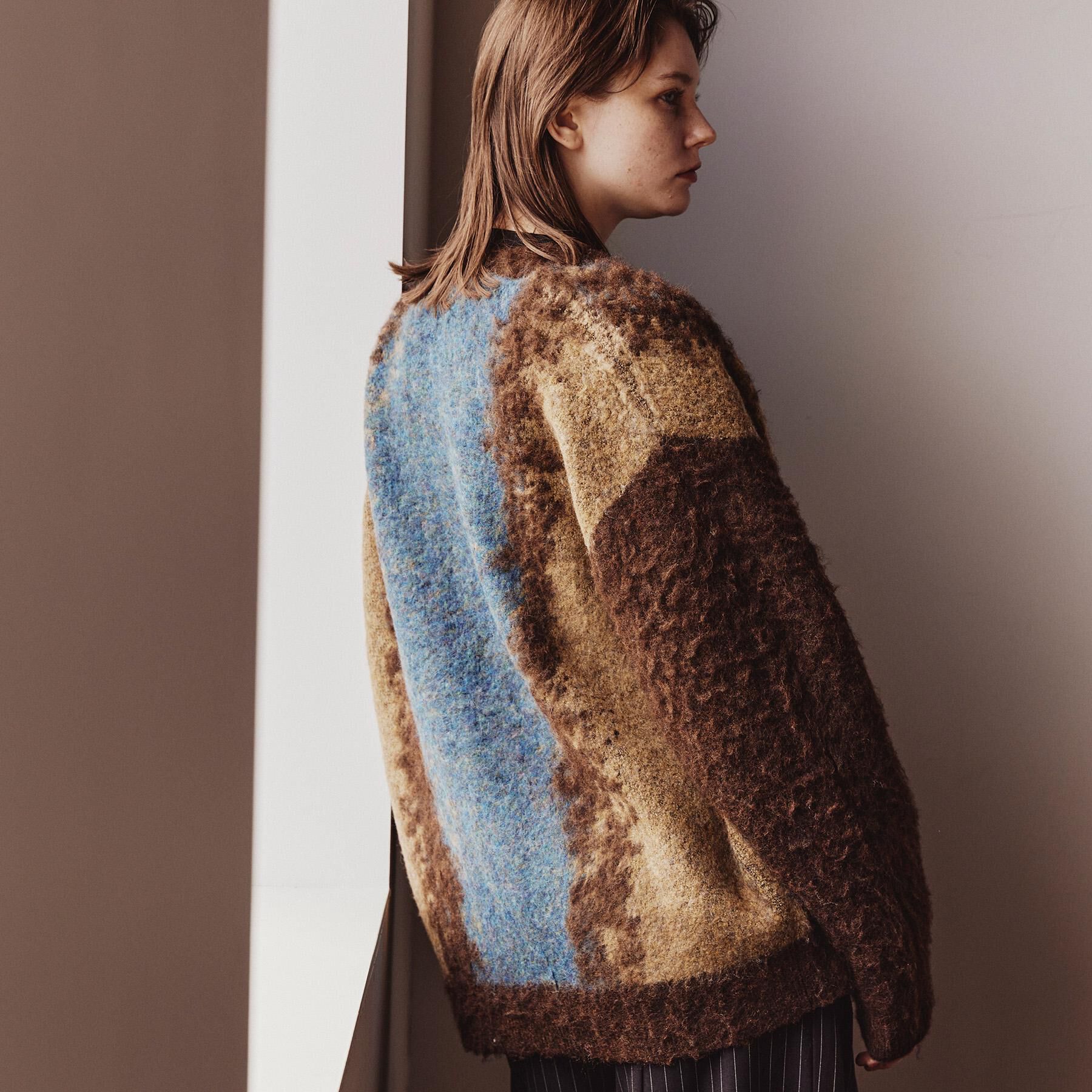 tk.TAKEO KIKUCHI「ボールドストライプシャギーニットVカーディガン」|カーディガン|