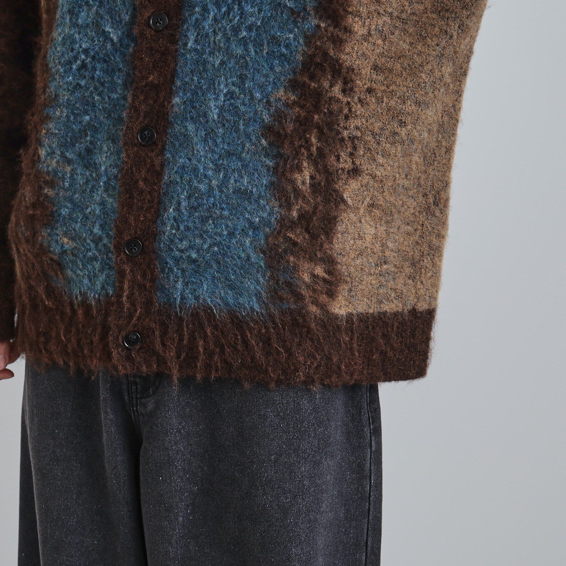 tk.TAKEO KIKUCHI「ボールドストライプシャギーニットVカーディガン」|カーディガン|