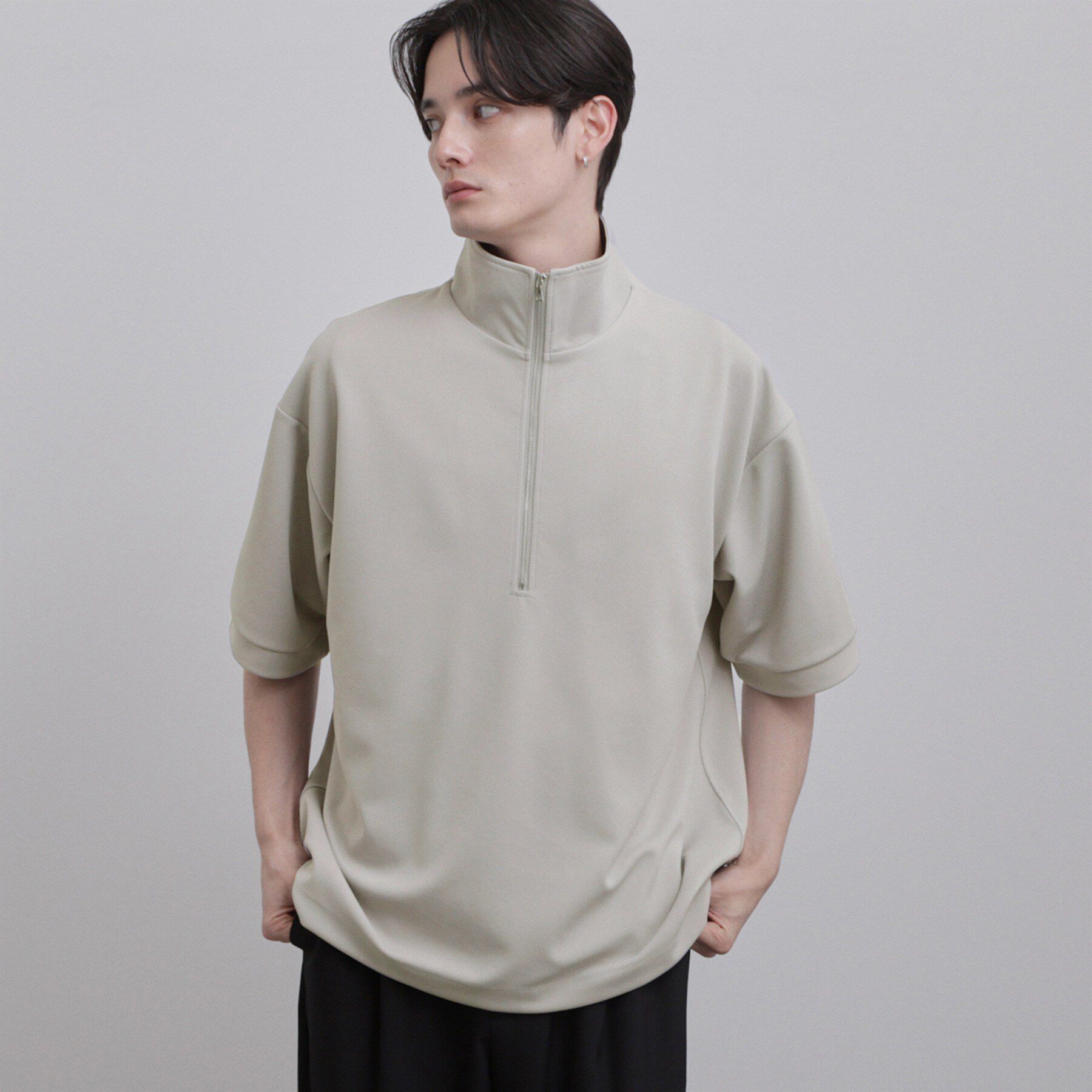 tk.TAKEO KIKUCHI「ジョーゼットハーフジップ」|Tシャツ・カットソー|ライトグレー(011