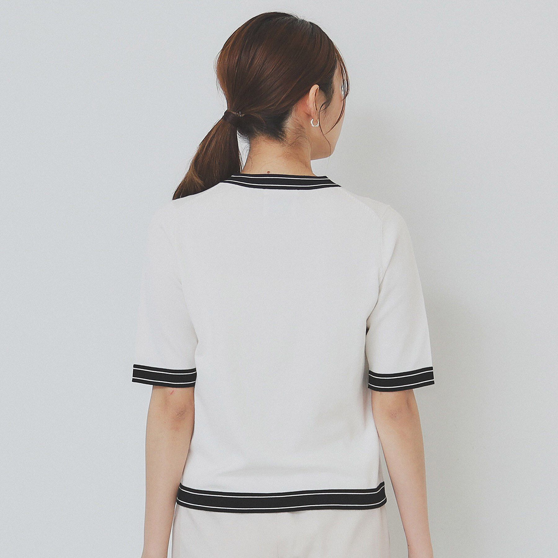 index「バイカラークルーネックカーディガン/オーガニックコットン混【UV/洗濯機洗い可】」|カーディガン|